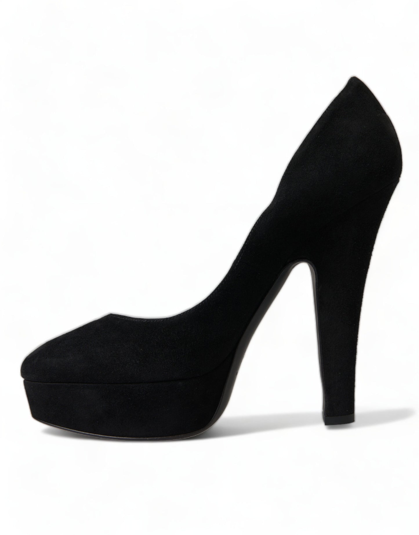 Dolce & Gabbana Black Suede Leather Platform Heel Pumps Shoes Curated Luxury Accessories by Orvyn