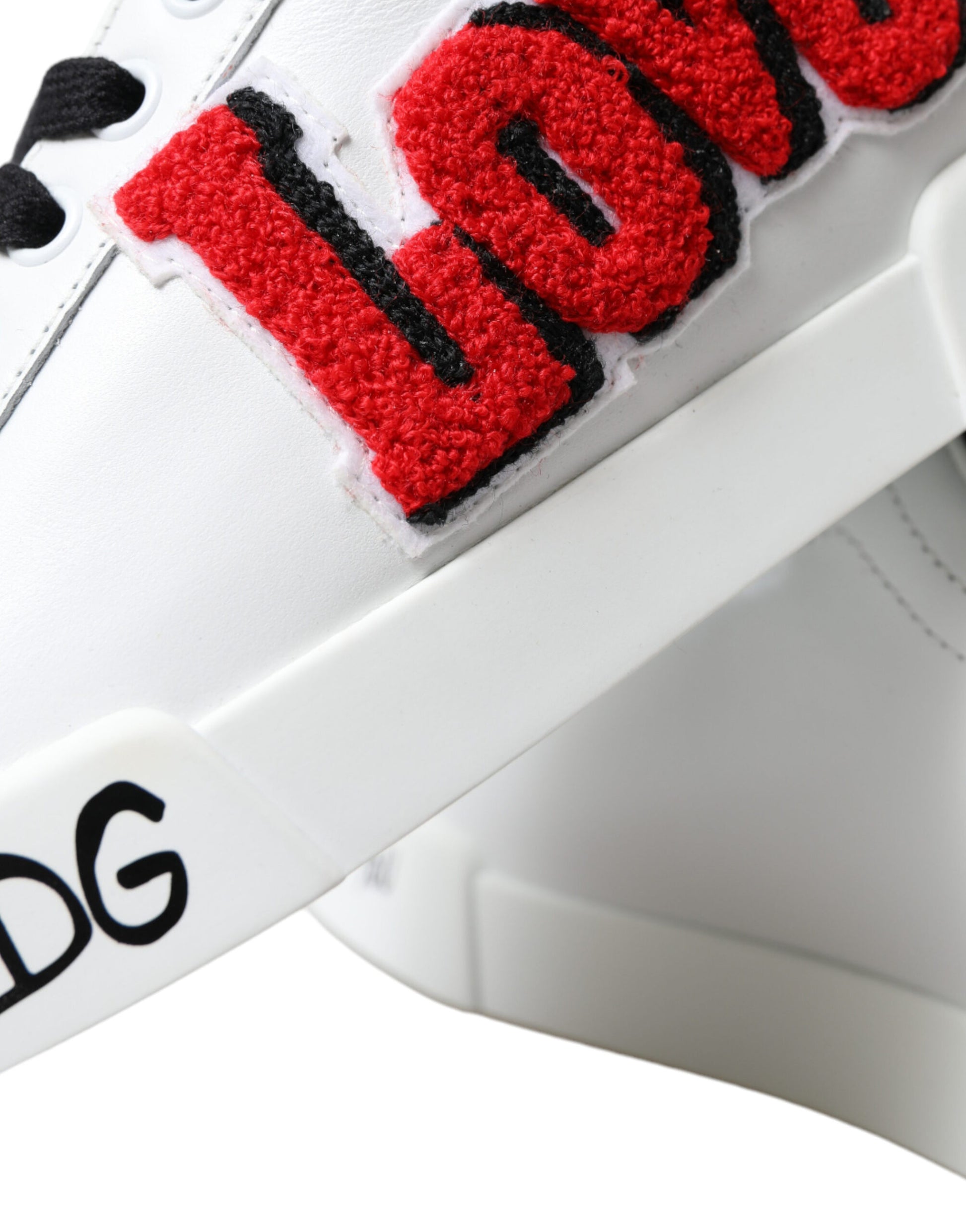 Dolce & Gabbana White Love Patch Portofino Classic Sneakers Shoes Curated Luxury Accessories by Orvyn