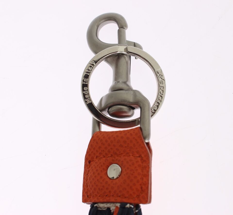 Dolce & Gabbana Red White Raffia Leather Clasp Finder Keyring Keychain Curated Luxury Accessories by Orvyn