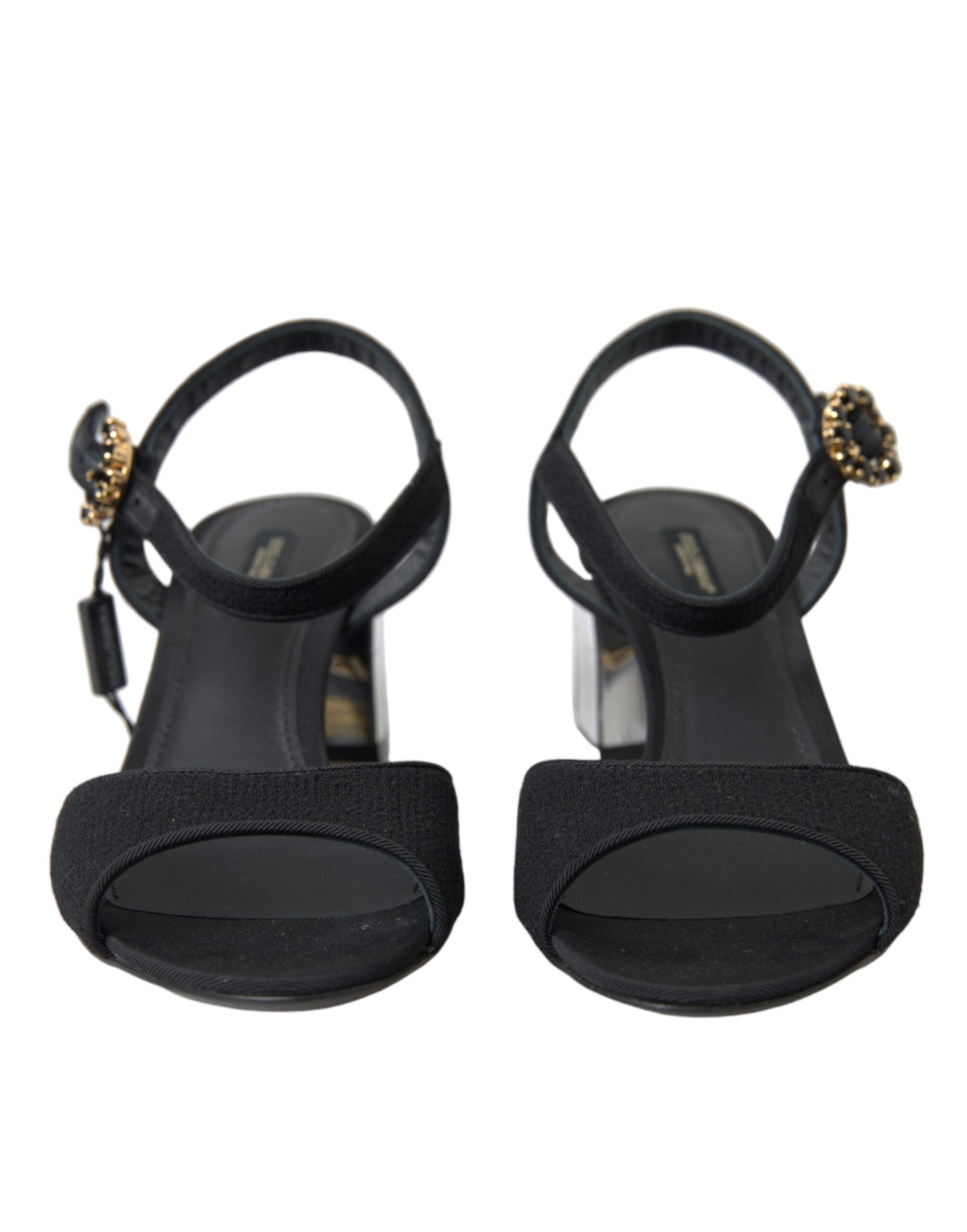 Dolce & Gabbana Black Crystals Ankle Strap Sandals Shoes Curated Luxury Accessories by Orvyn