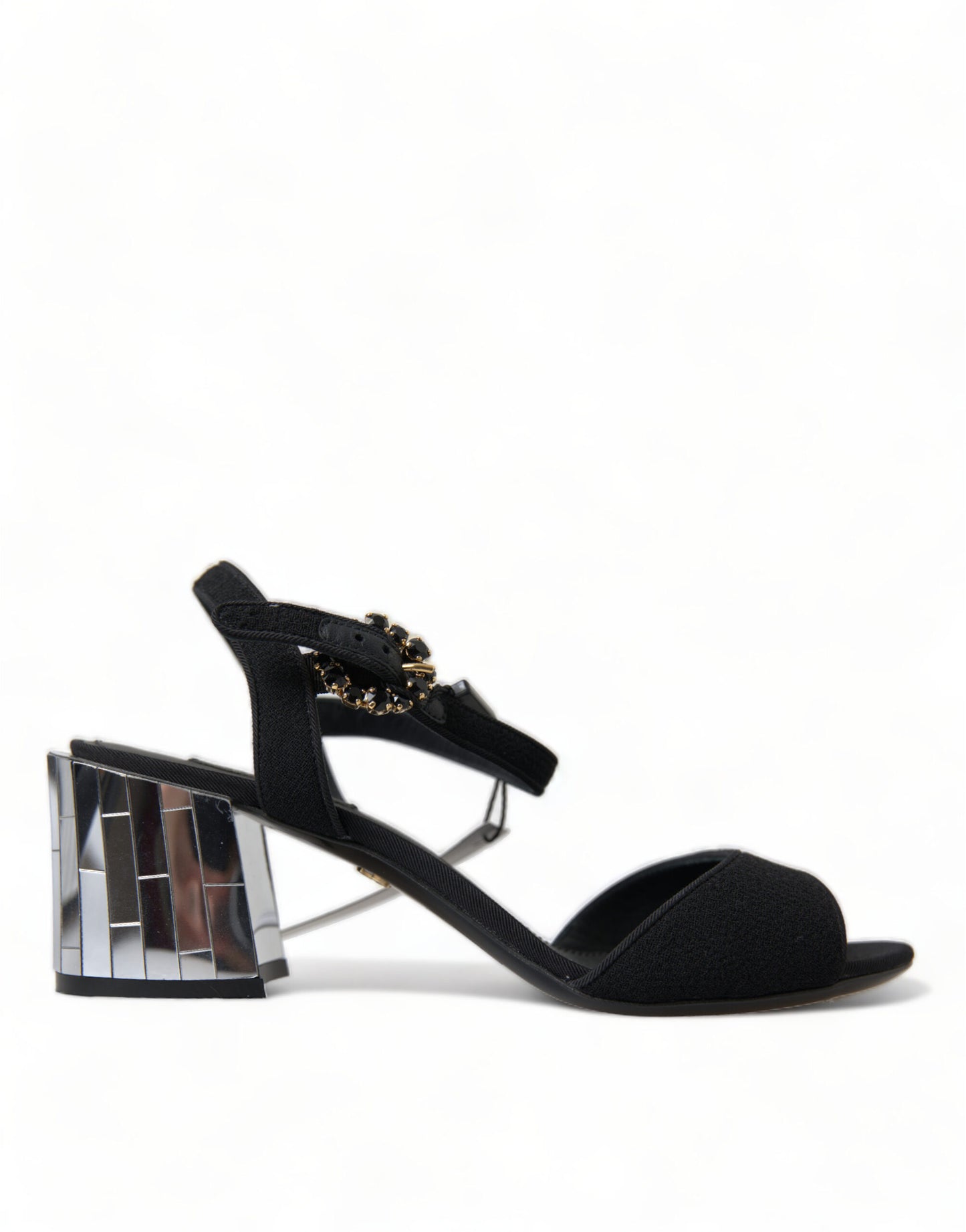 Dolce & Gabbana Black Crystals Ankle Strap Sandals Shoes Curated Luxury Accessories by Orvyn