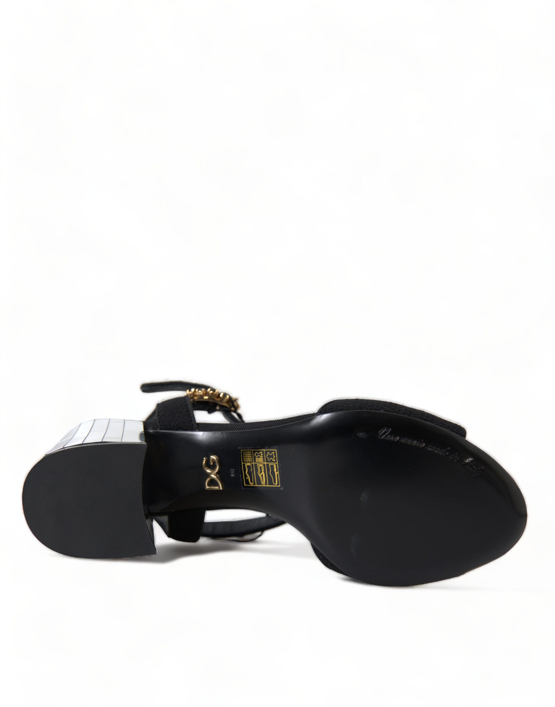 Dolce & Gabbana Black Crystals Ankle Strap Sandals Shoes Curated Luxury Accessories by Orvyn