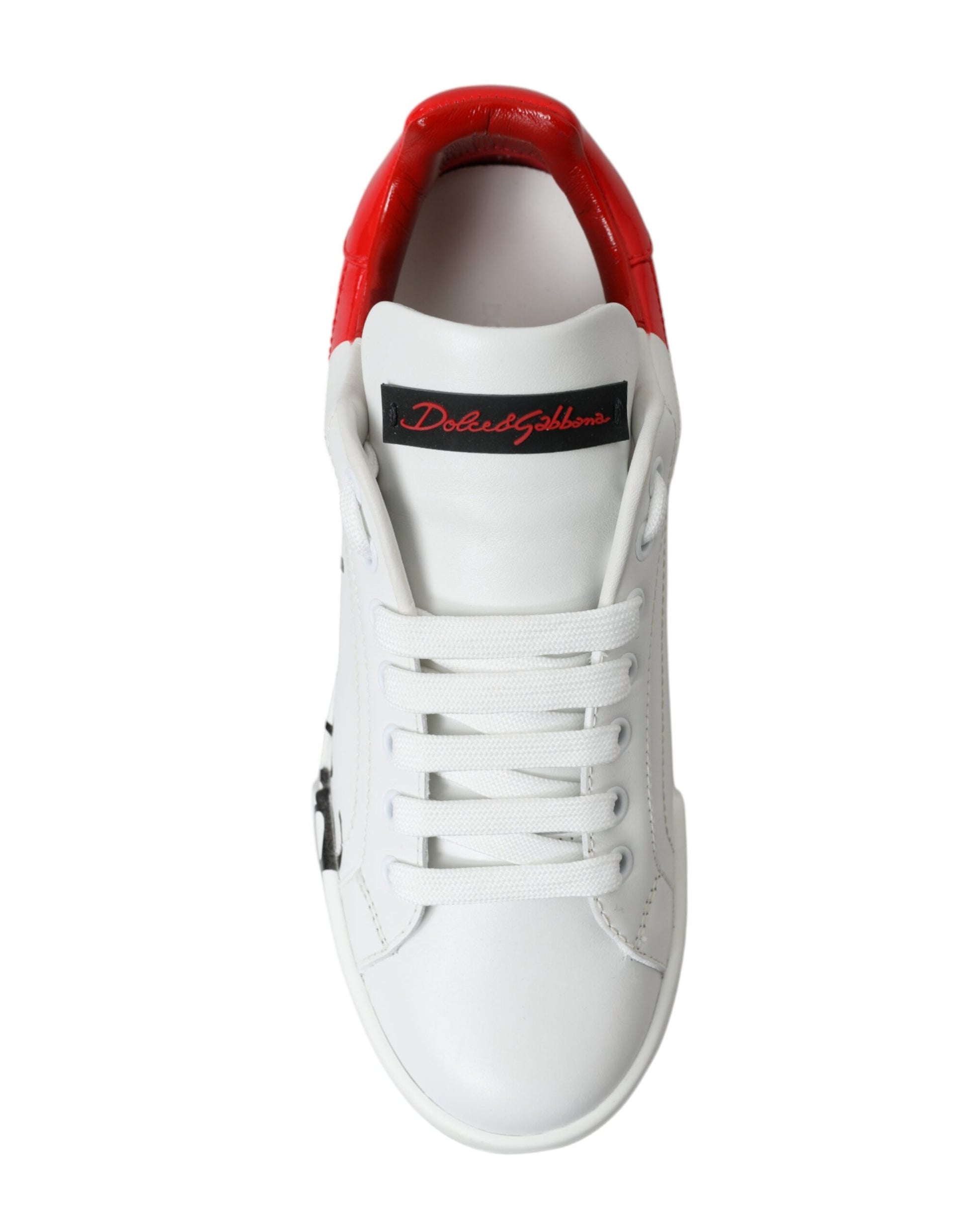 Dolce & Gabbana White Red Lace Up Womens Low Top Sneakers Shoes Curated Luxury Accessories by Orvyn