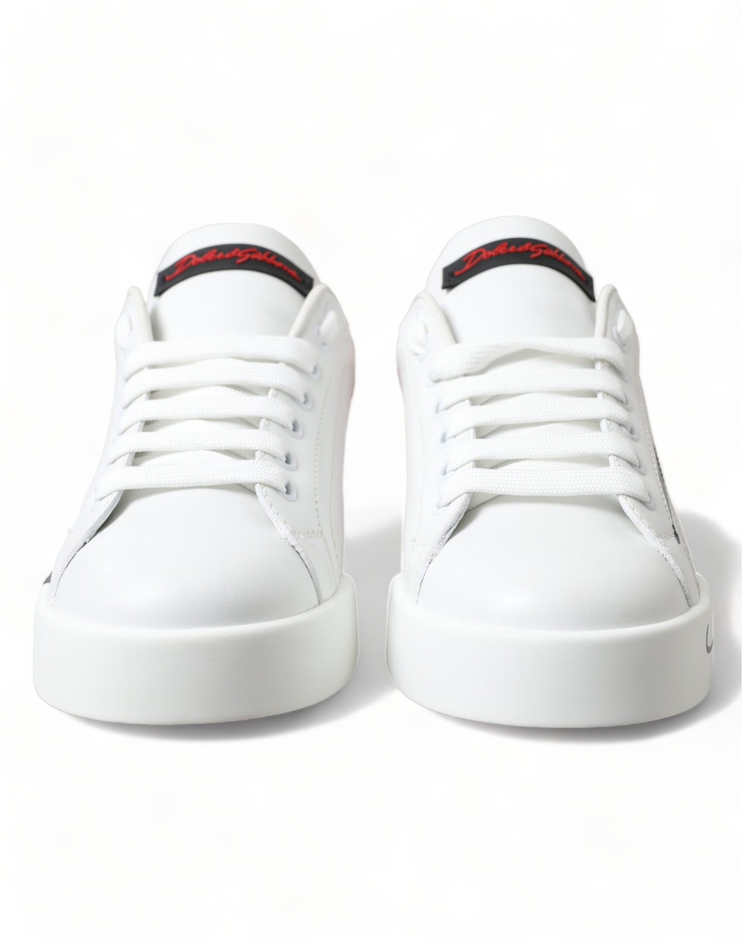 Dolce & Gabbana White Red Lace Up Womens Low Top Sneakers Shoes Curated Luxury Accessories by Orvyn