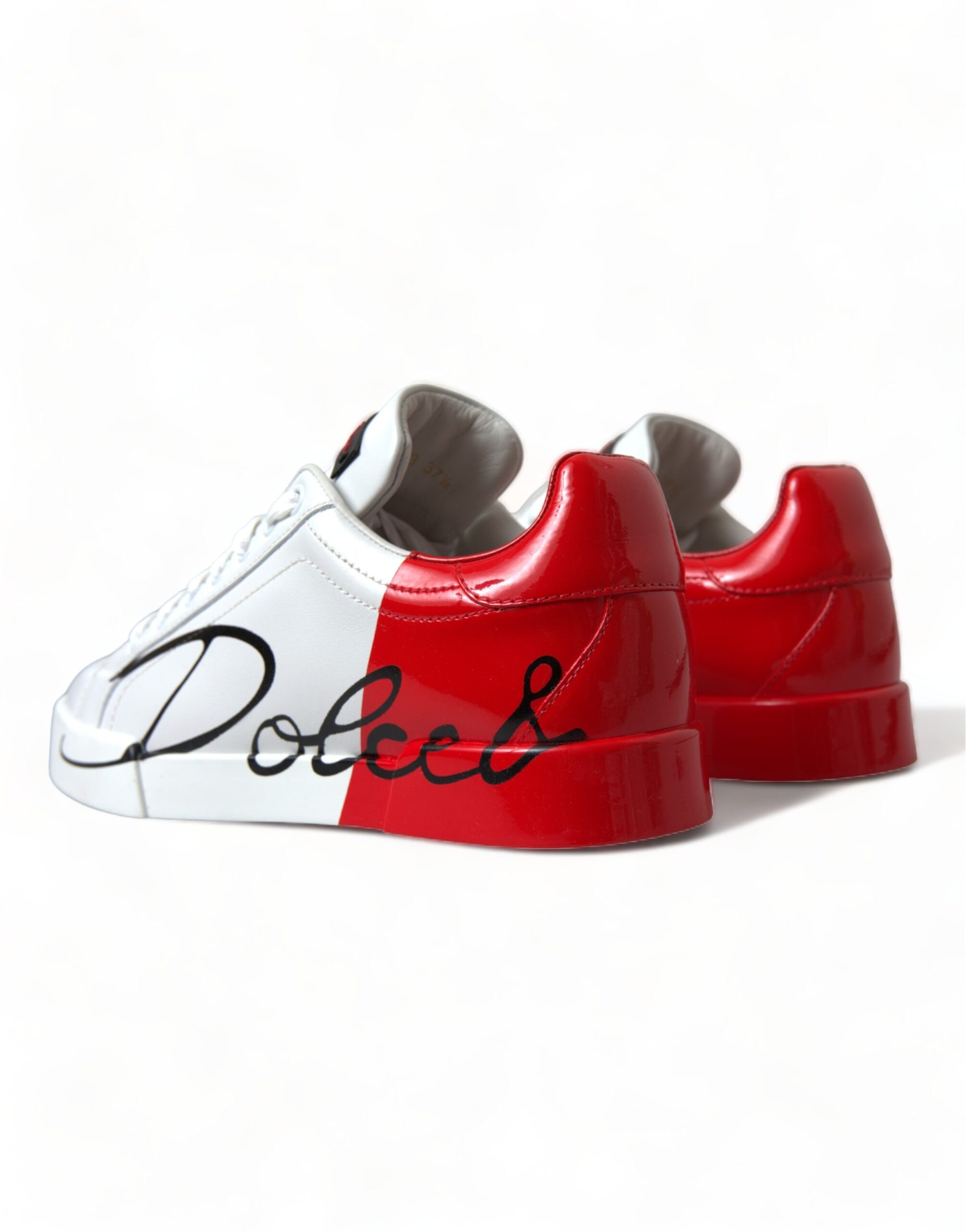 Dolce & Gabbana White Red Lace Up Womens Low Top Sneakers Shoes Curated Luxury Accessories by Orvyn
