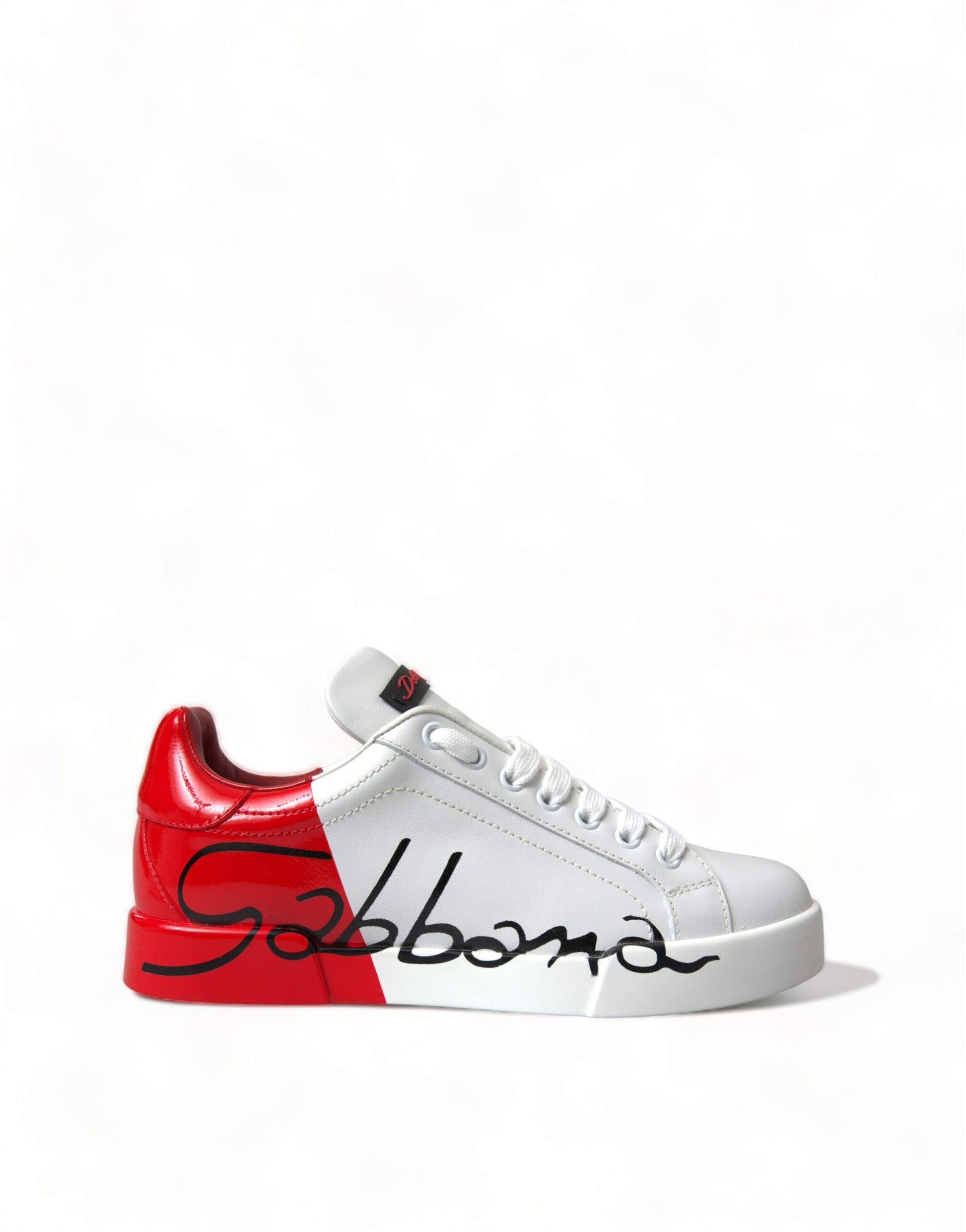 Dolce & Gabbana White Red Lace Up Womens Low Top Sneakers Shoes Curated Luxury Accessories by Orvyn