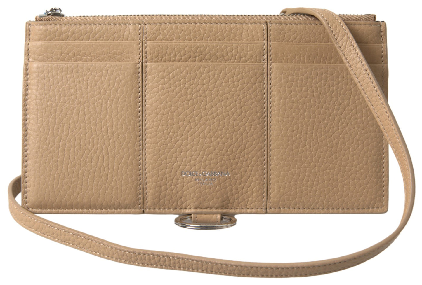 Dolce & Gabbana Beige Leather Shoulder Cardholder Shoulder Strap Wallet Curated Luxury Accessories by Orvyn