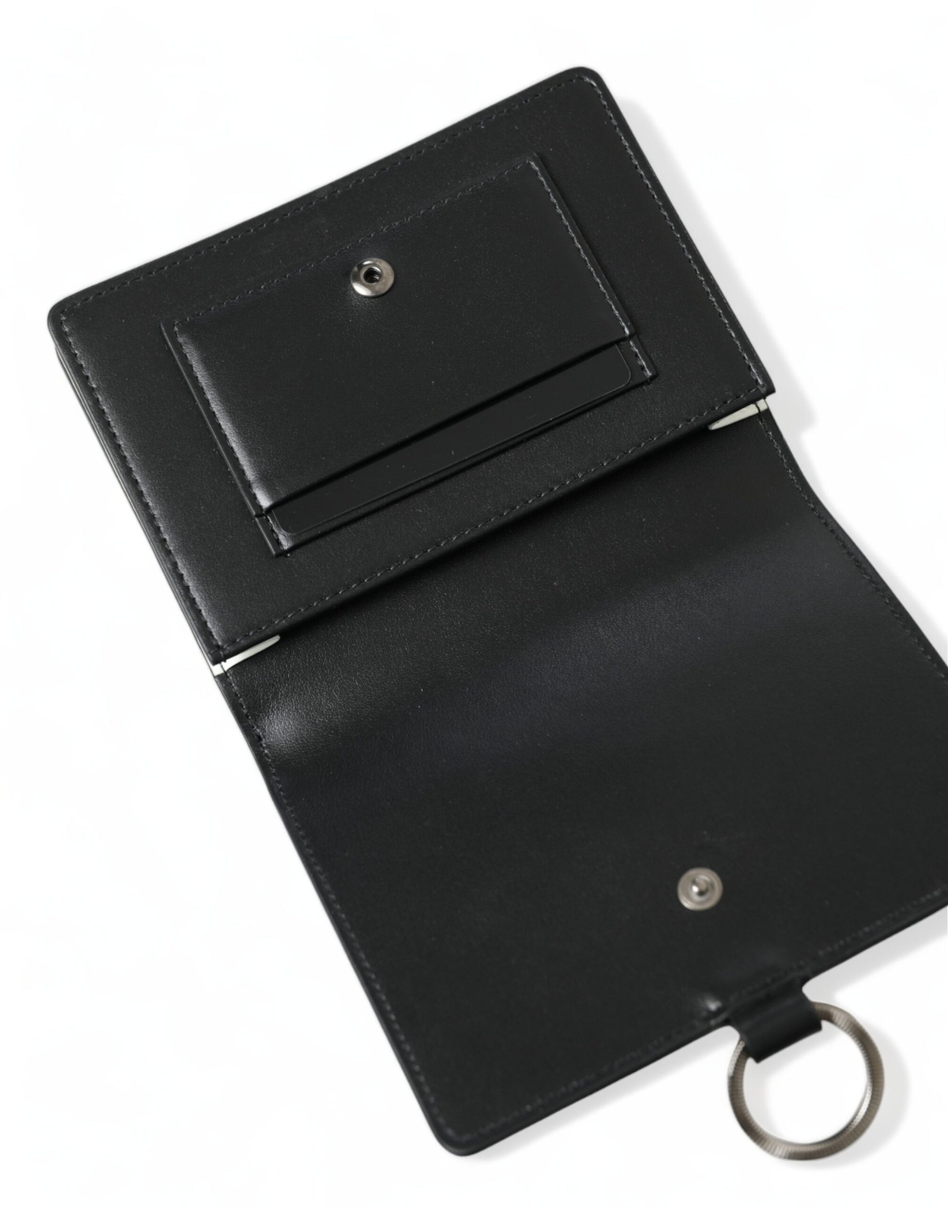Dolce & Gabbana Black Leather Crystal Embellished Card Holder Wallet Curated Luxury Accessories by Orvyn