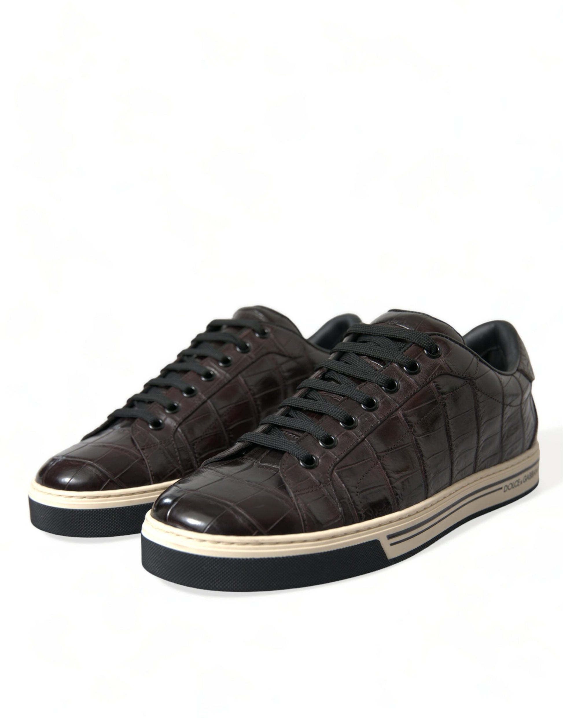 Dolce & Gabbana Brown Croc Exotic Leather Men Casual Sneakers Shoes Curated Luxury Accessories by Orvyn
