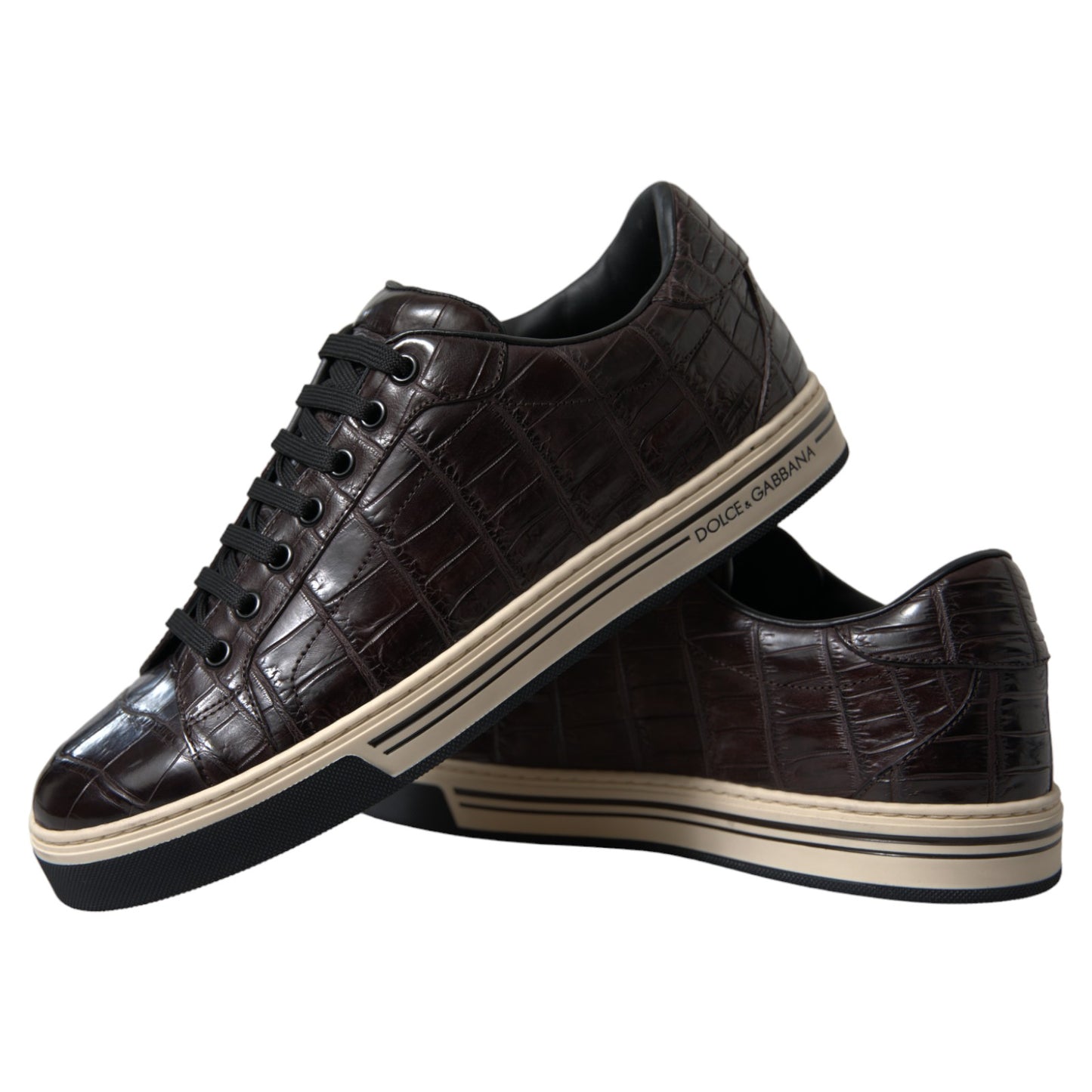 Dolce & Gabbana Brown Croc Exotic Leather Men Casual Sneakers Shoes Curated Luxury Accessories by Orvyn