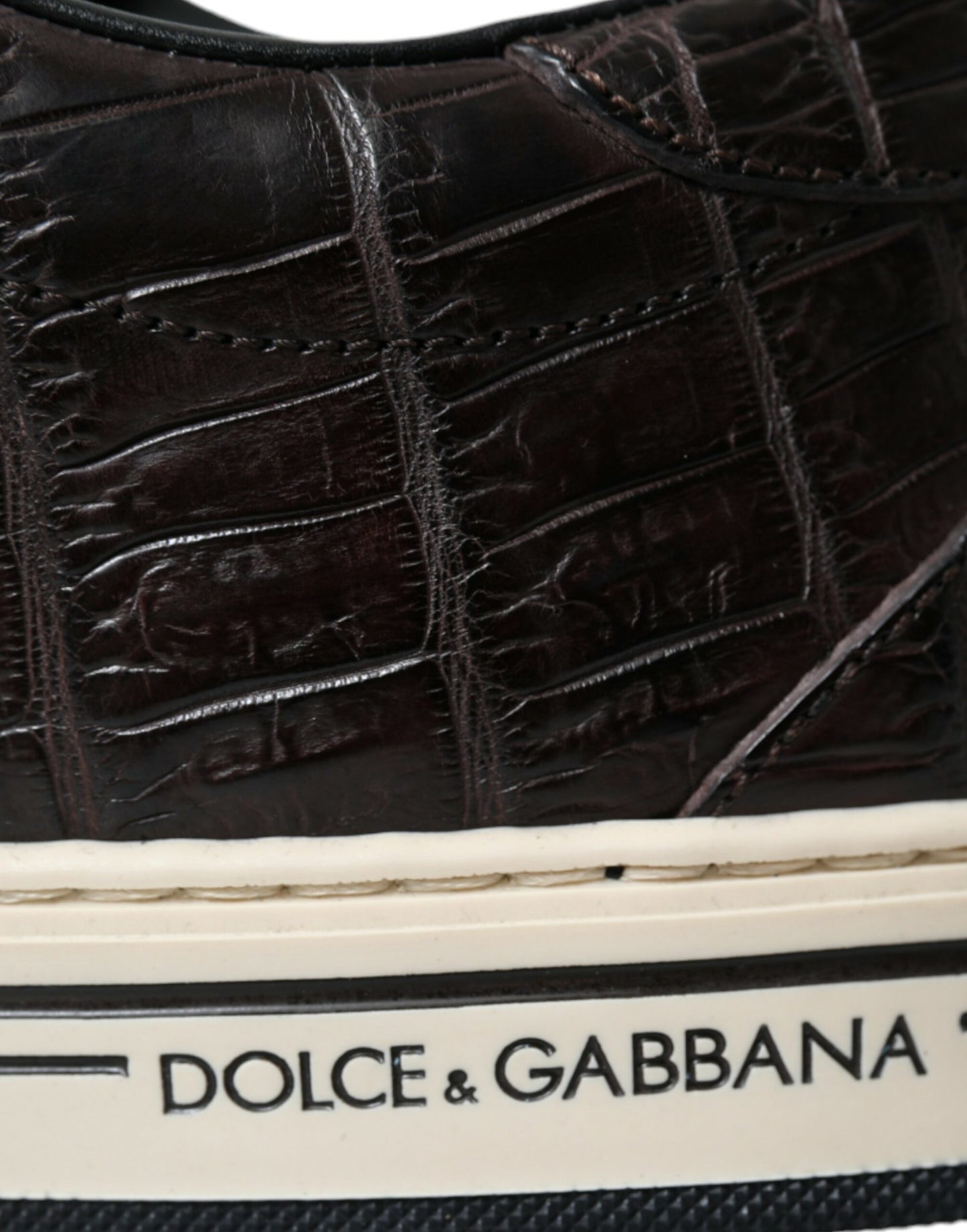 Dolce & Gabbana Brown Croc Exotic Leather Men Casual Sneakers Shoes Curated Luxury Accessories by Orvyn