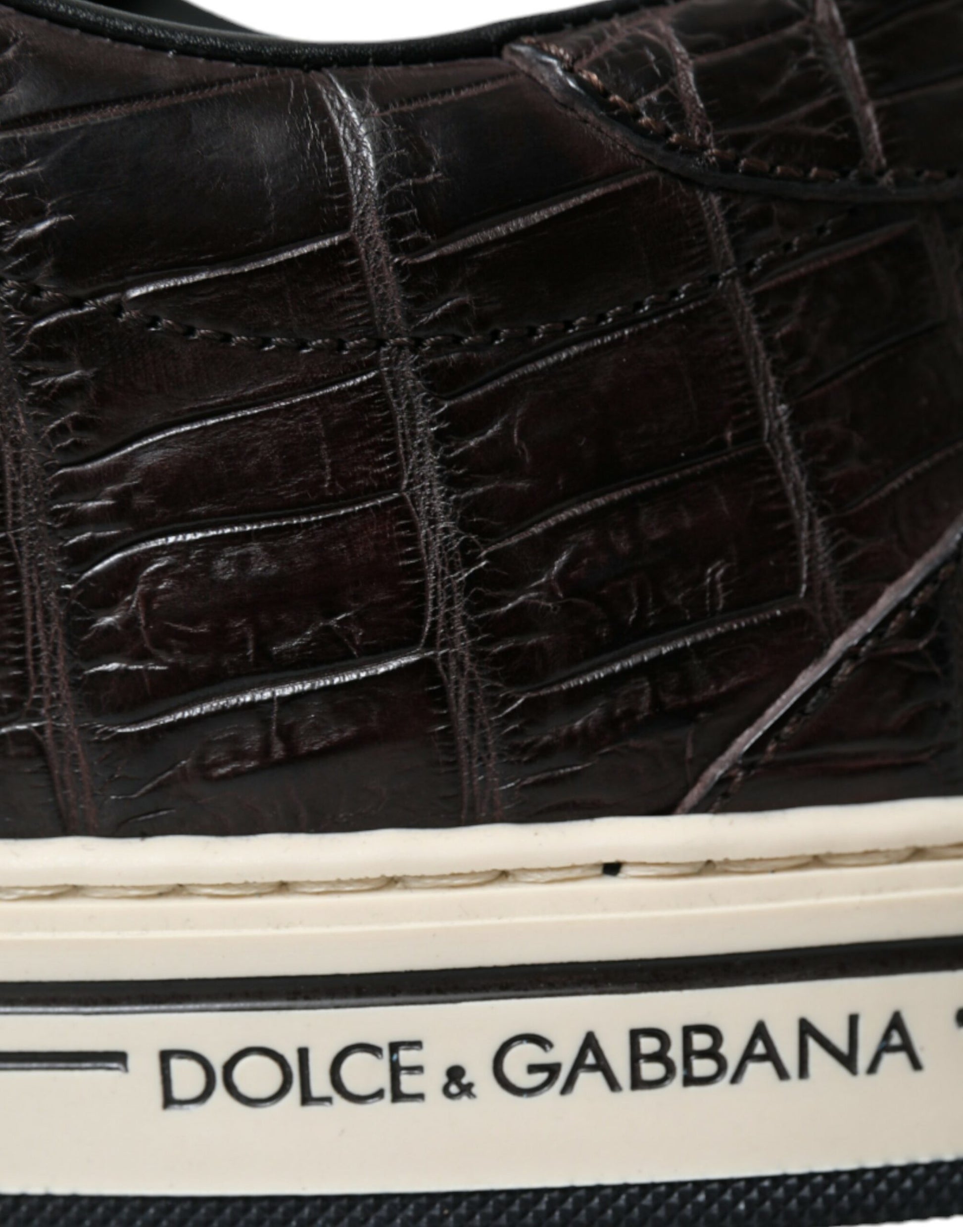 Dolce & Gabbana Brown Croc Exotic Leather Men Casual Sneakers Shoes Curated Luxury Accessories by Orvyn