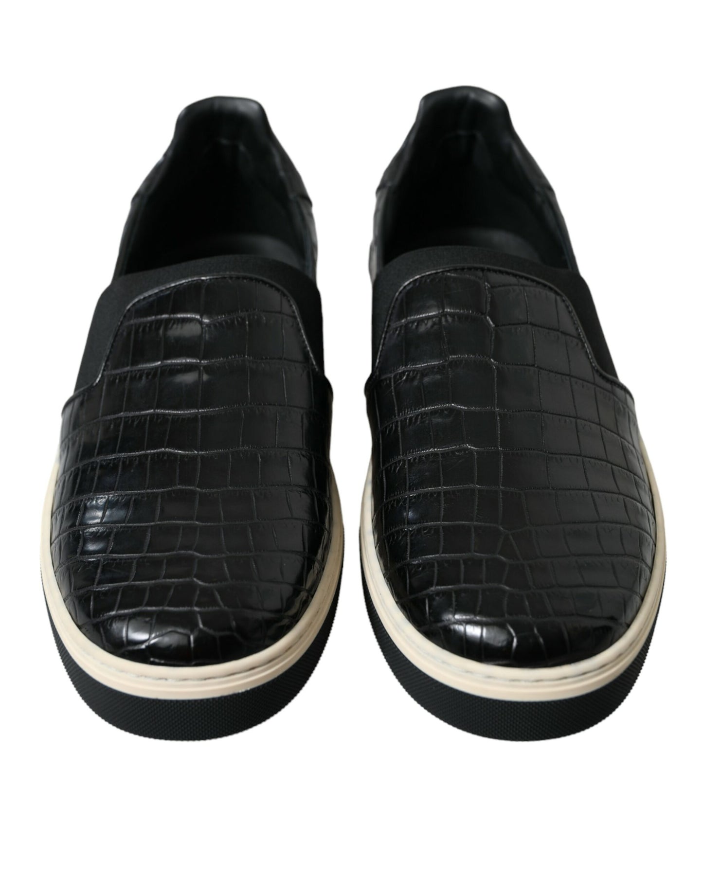 Dolce & Gabbana Black Croc Exotic Leather Sneakers Shoes Curated Luxury Accessories by Orvyn