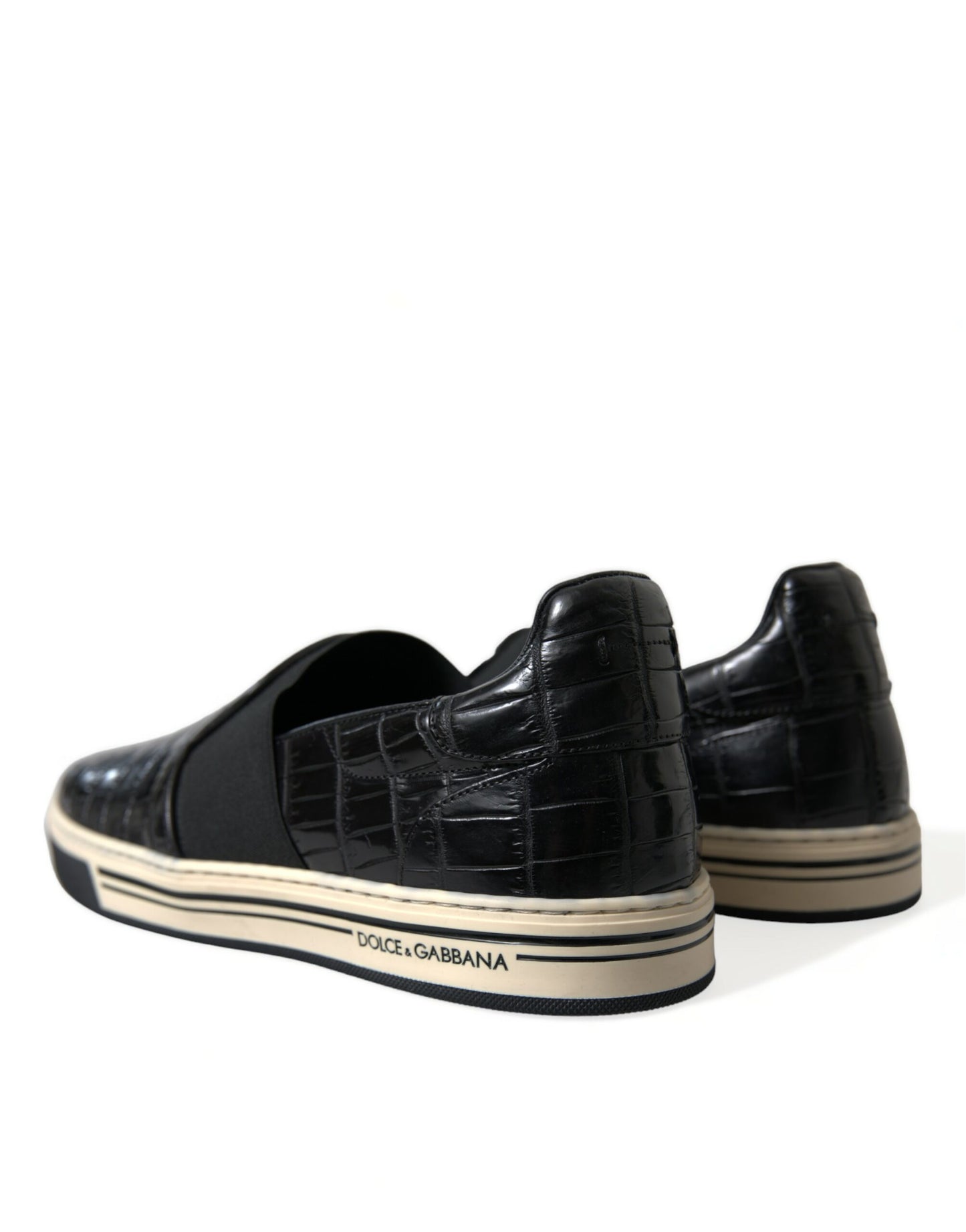 Dolce & Gabbana Black Croc Exotic Leather Sneakers Shoes Curated Luxury Accessories by Orvyn