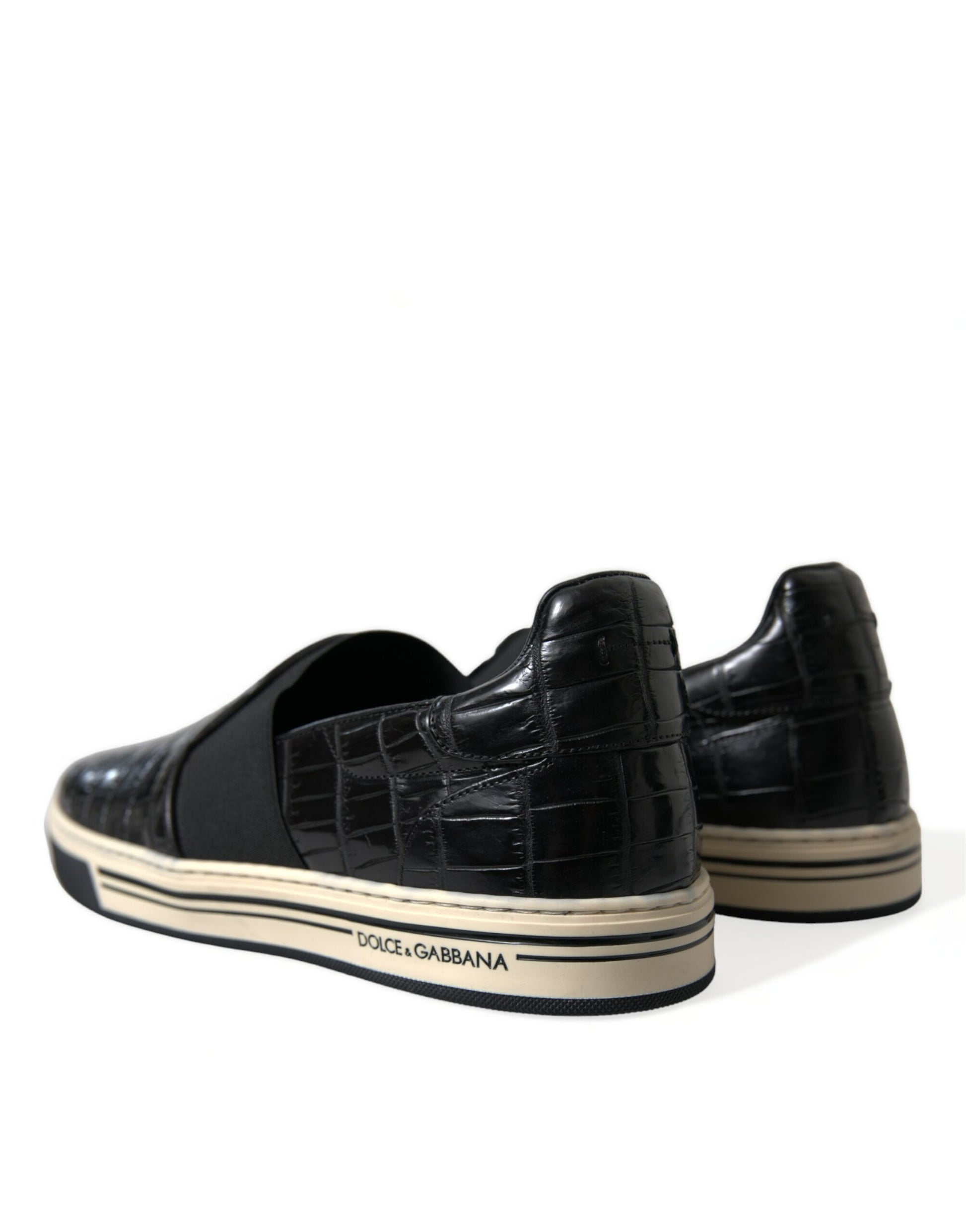 Dolce & Gabbana Black Croc Exotic Leather Sneakers Shoes Curated Luxury Accessories by Orvyn