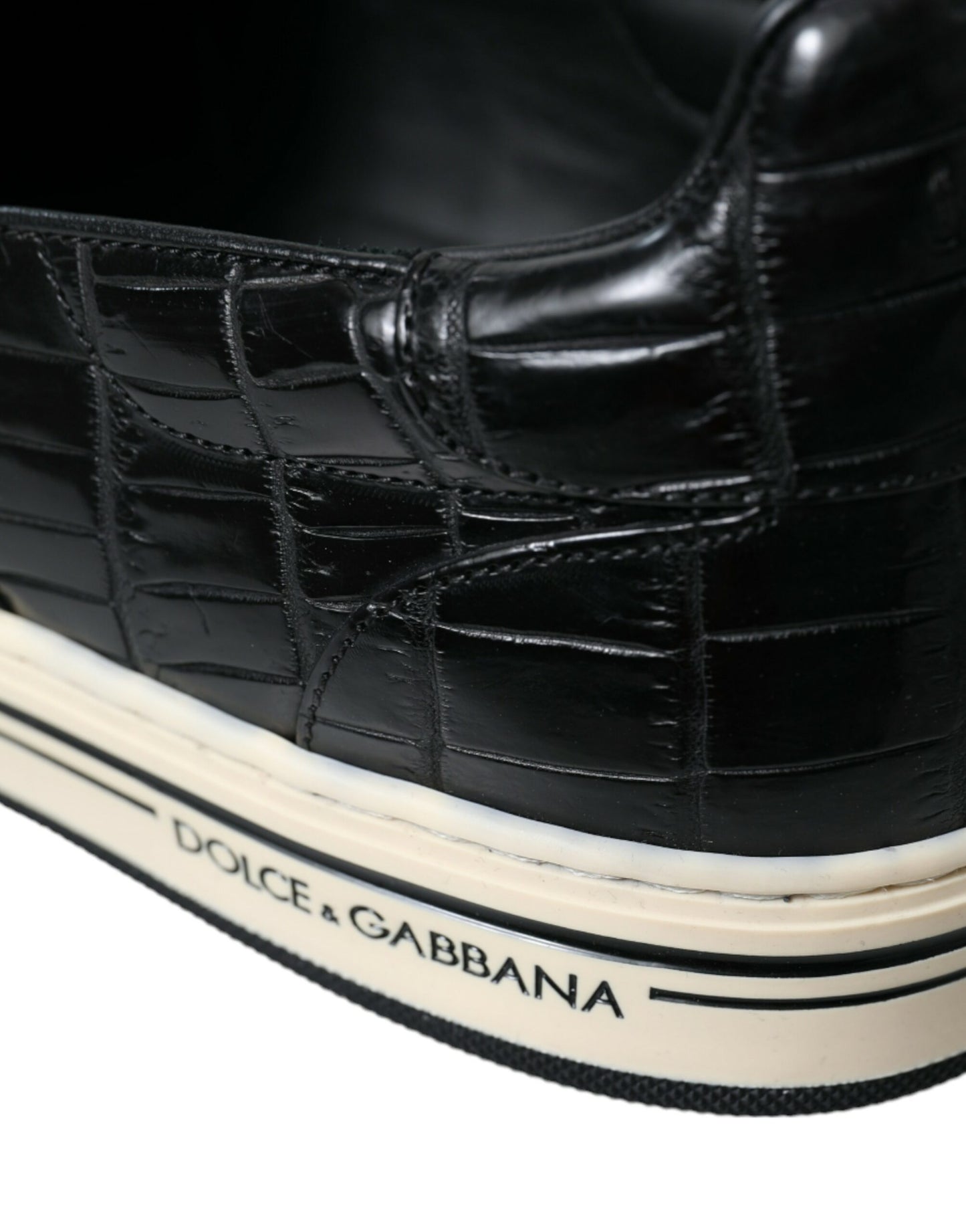Dolce & Gabbana Black Croc Exotic Leather Sneakers Shoes Curated Luxury Accessories by Orvyn