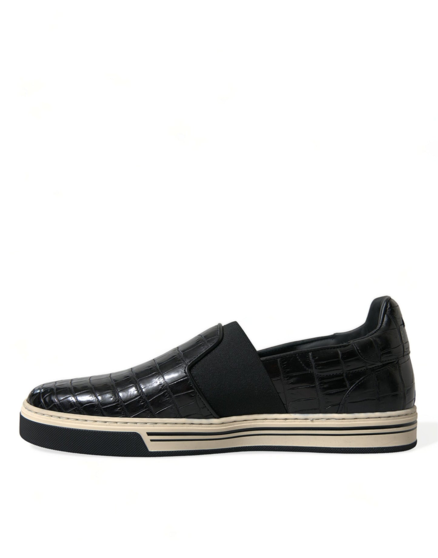 Dolce & Gabbana Black Croc Exotic Leather Sneakers Shoes Curated Luxury Accessories by Orvyn