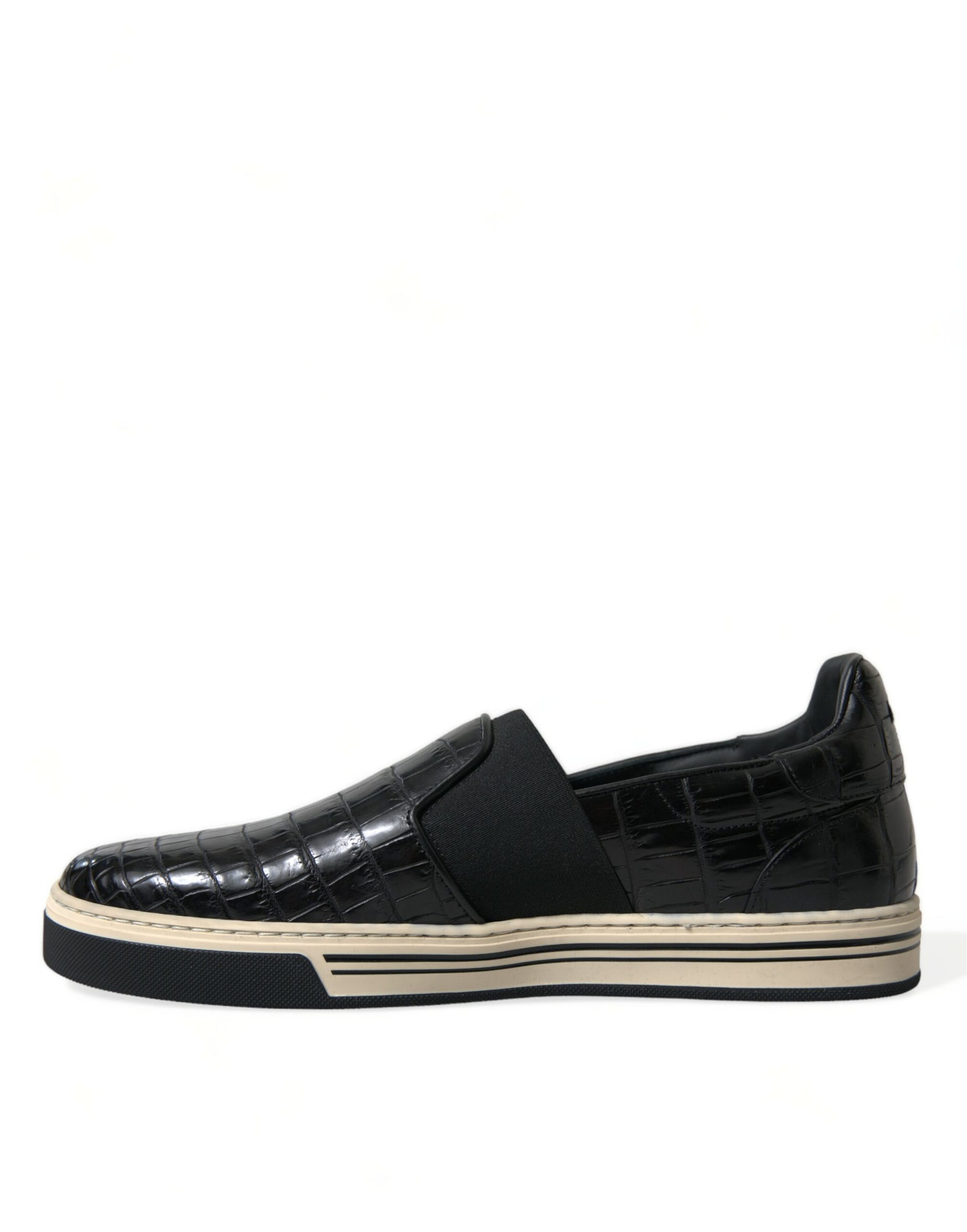 Dolce & Gabbana Black Croc Exotic Leather Sneakers Shoes Curated Luxury Accessories by Orvyn