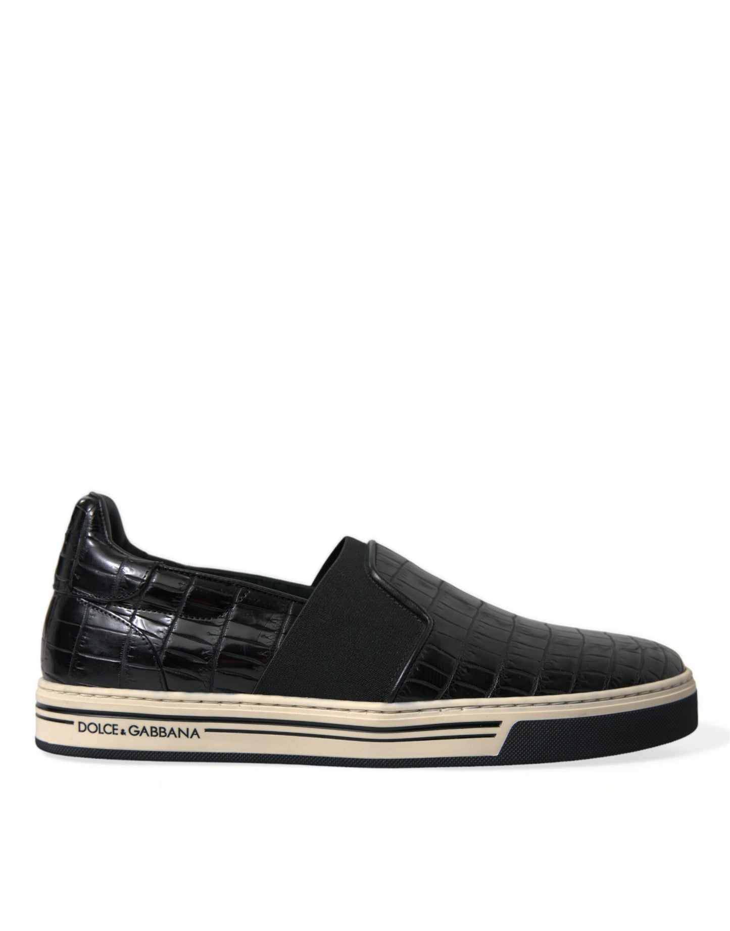 Dolce & Gabbana Black Croc Exotic Leather Sneakers Shoes Curated Luxury Accessories by Orvyn