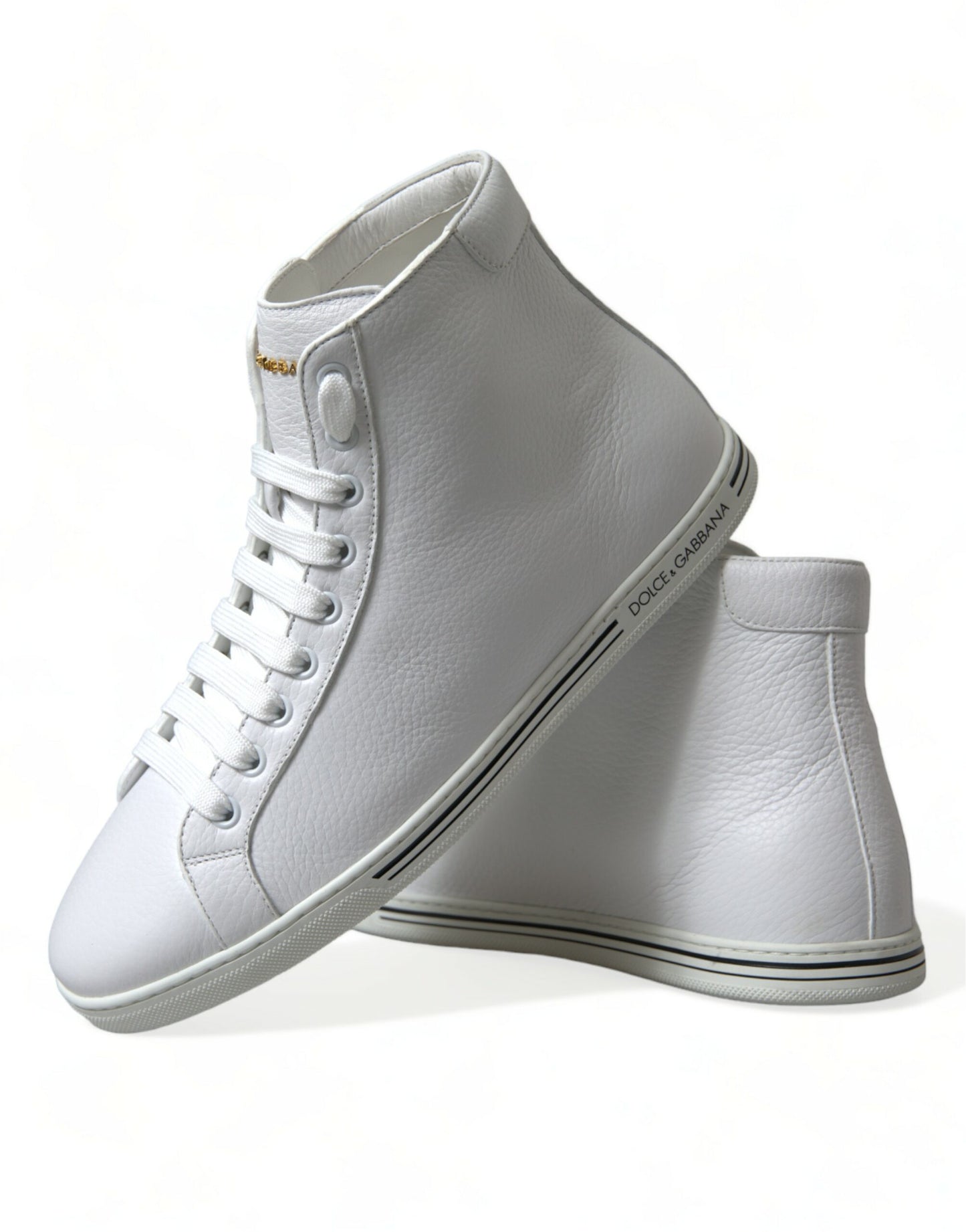 Dolce & Gabbana White Saint Tropez High Top Men Sneakers Shoes Curated Luxury Accessories by Orvyn
