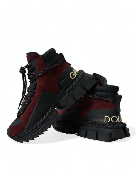 Dolce & Gabbana Burgundy Super King High Top Men Sneakers Shoes Curated Luxury Accessories by Orvyn