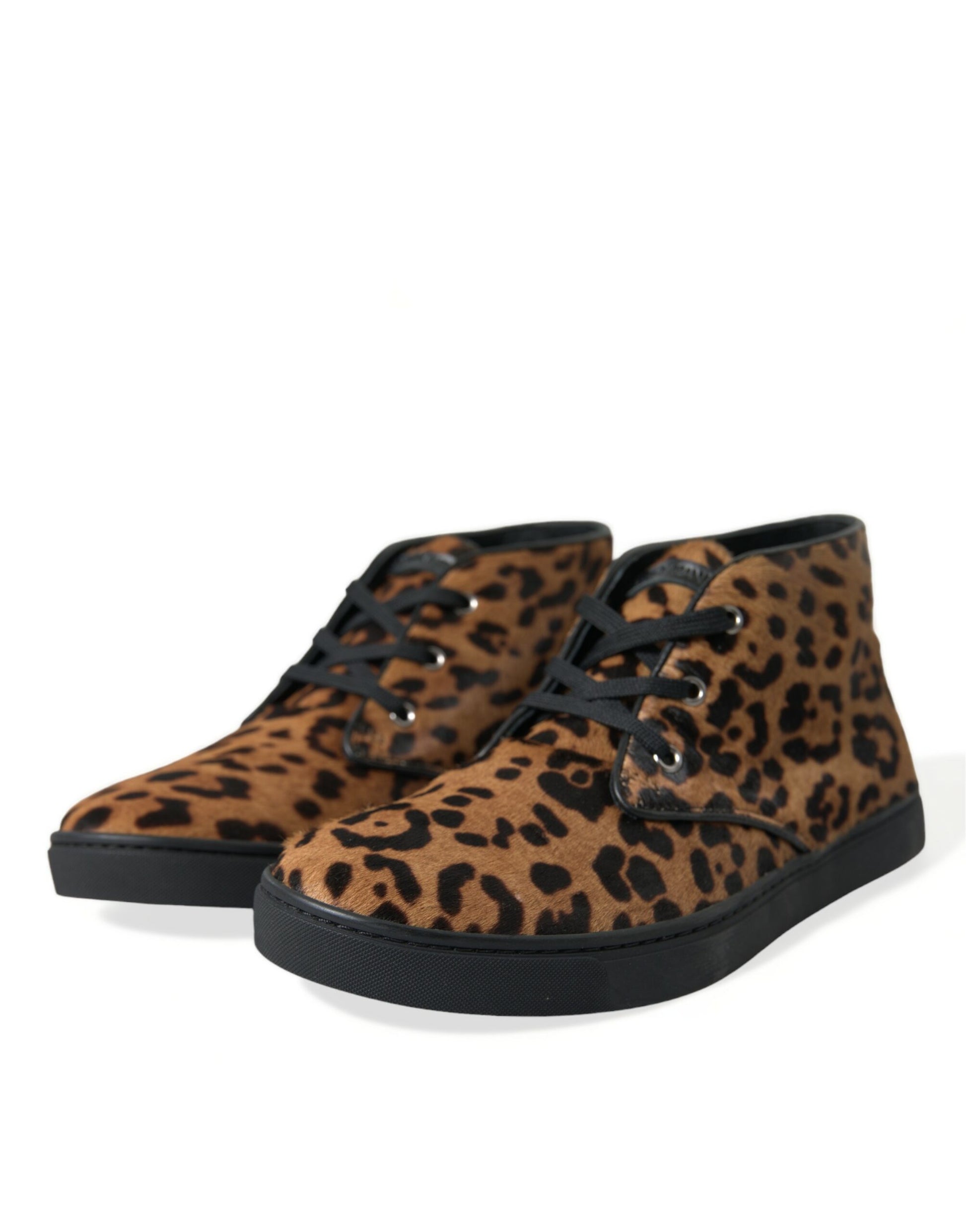 Dolce & Gabbana Brown Leopard Pony Hair Leather Sneakers Shoes Curated Luxury Accessories by Orvyn