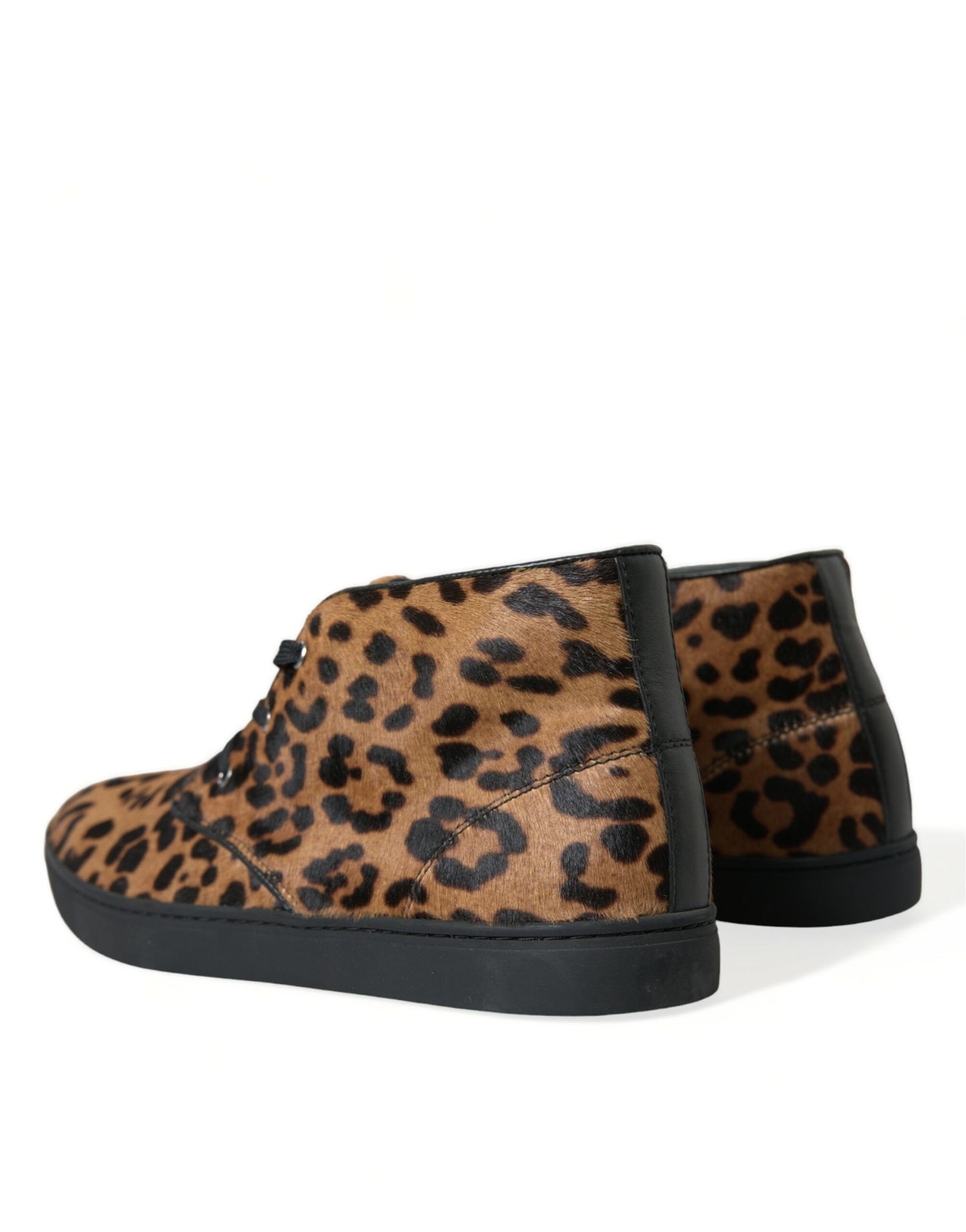 Dolce & Gabbana Brown Leopard Pony Hair Leather Sneakers Shoes Curated Luxury Accessories by Orvyn