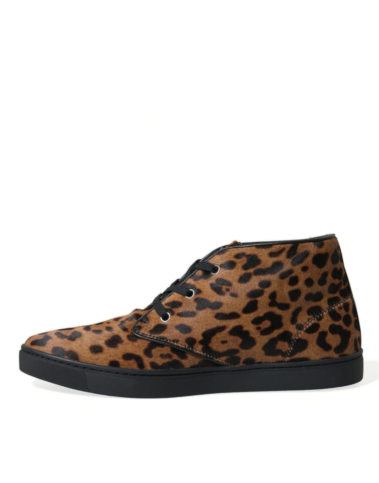 Dolce & Gabbana Brown Leopard Pony Hair Leather Sneakers Shoes Curated Luxury Accessories by Orvyn