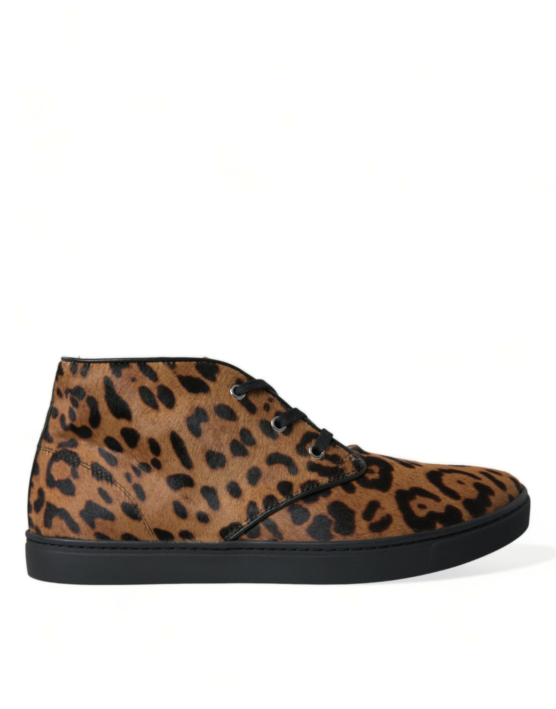 Dolce & Gabbana Brown Leopard Pony Hair Leather Sneakers Shoes Curated Luxury Accessories by Orvyn
