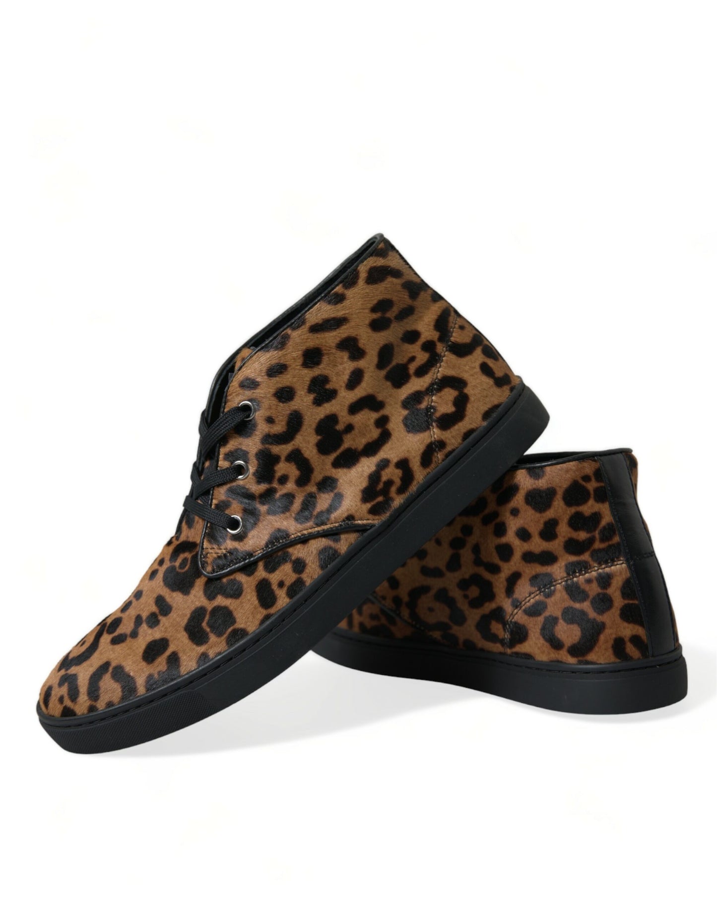 Dolce & Gabbana Brown Leopard Pony Hair Leather Sneakers Shoes Curated Luxury Accessories by Orvyn