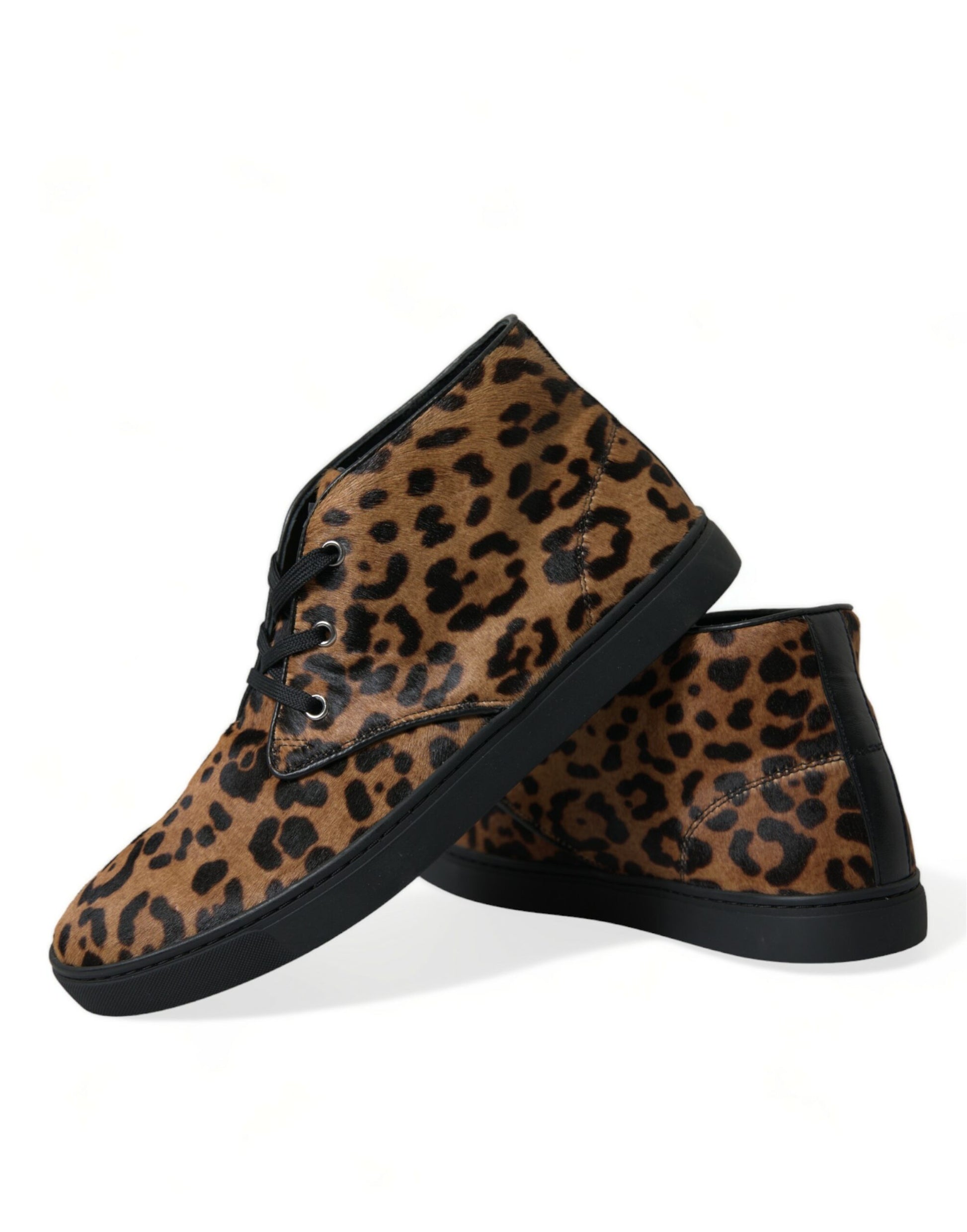 Dolce & Gabbana Brown Leopard Pony Hair Leather Sneakers Shoes Curated Luxury Accessories by Orvyn