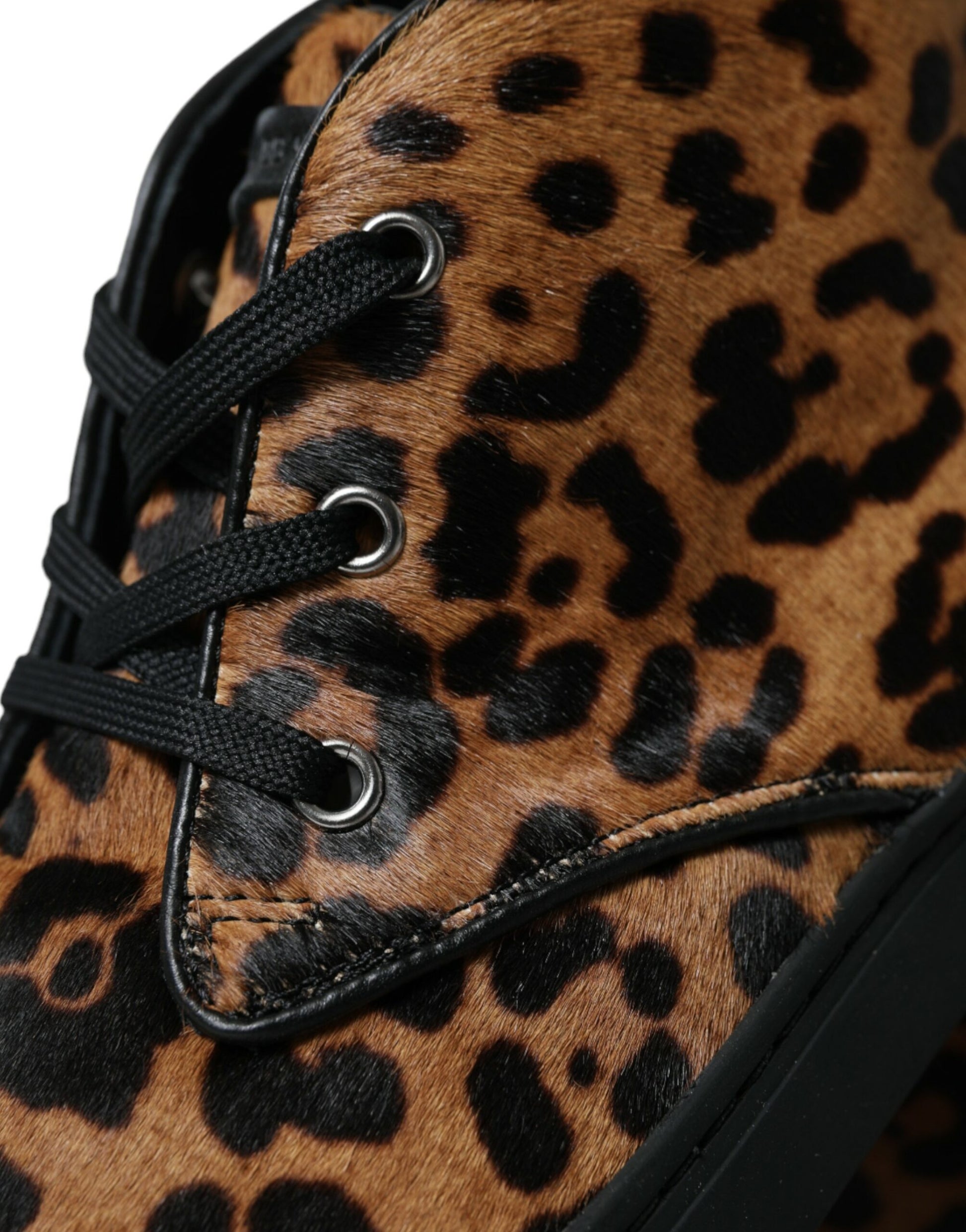 Dolce & Gabbana Brown Leopard Pony Hair Leather Sneakers Shoes Curated Luxury Accessories by Orvyn