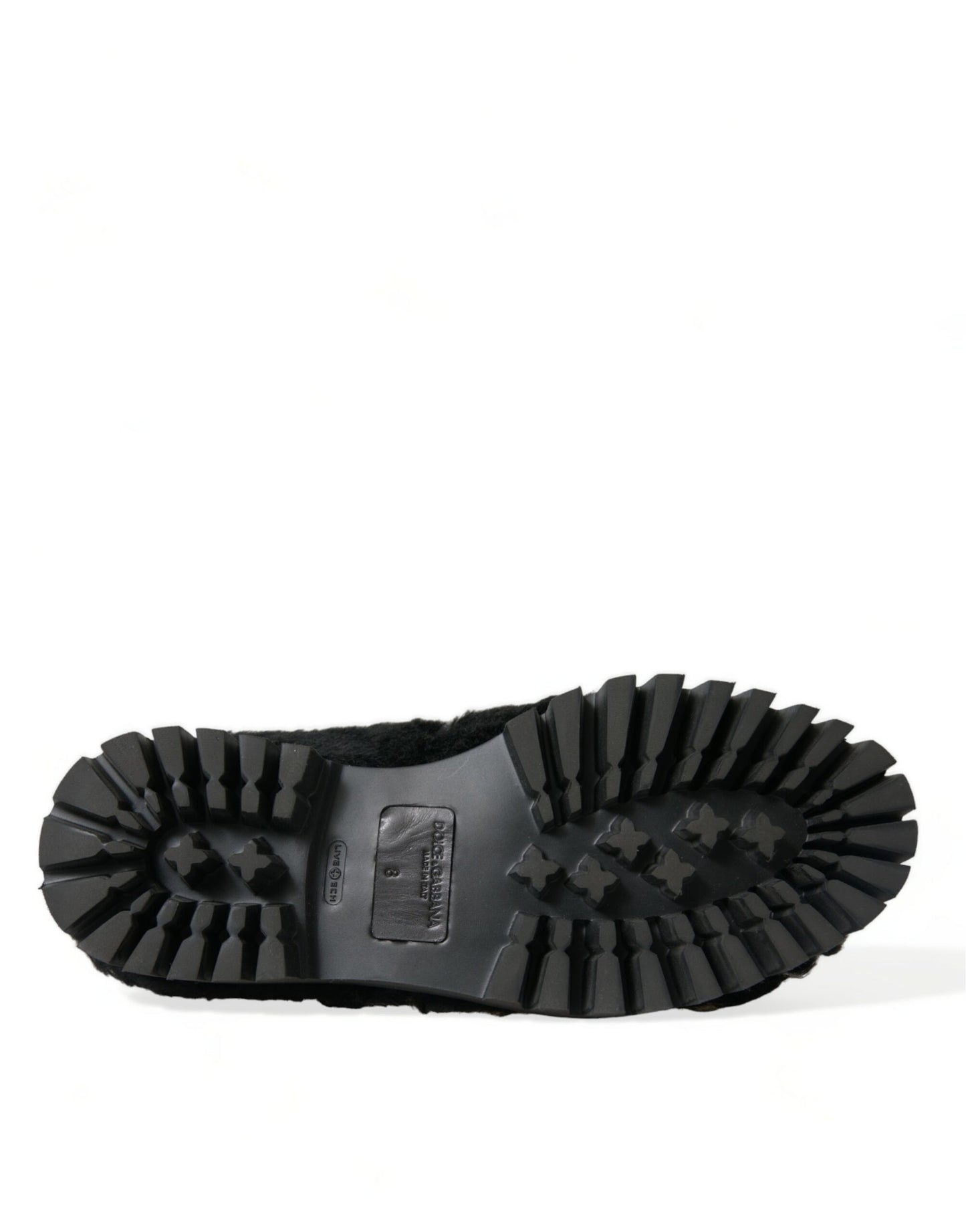 Dolce & Gabbana Black Fur Leather Slippers Dress Shoes Curated Luxury Accessories by Orvyn