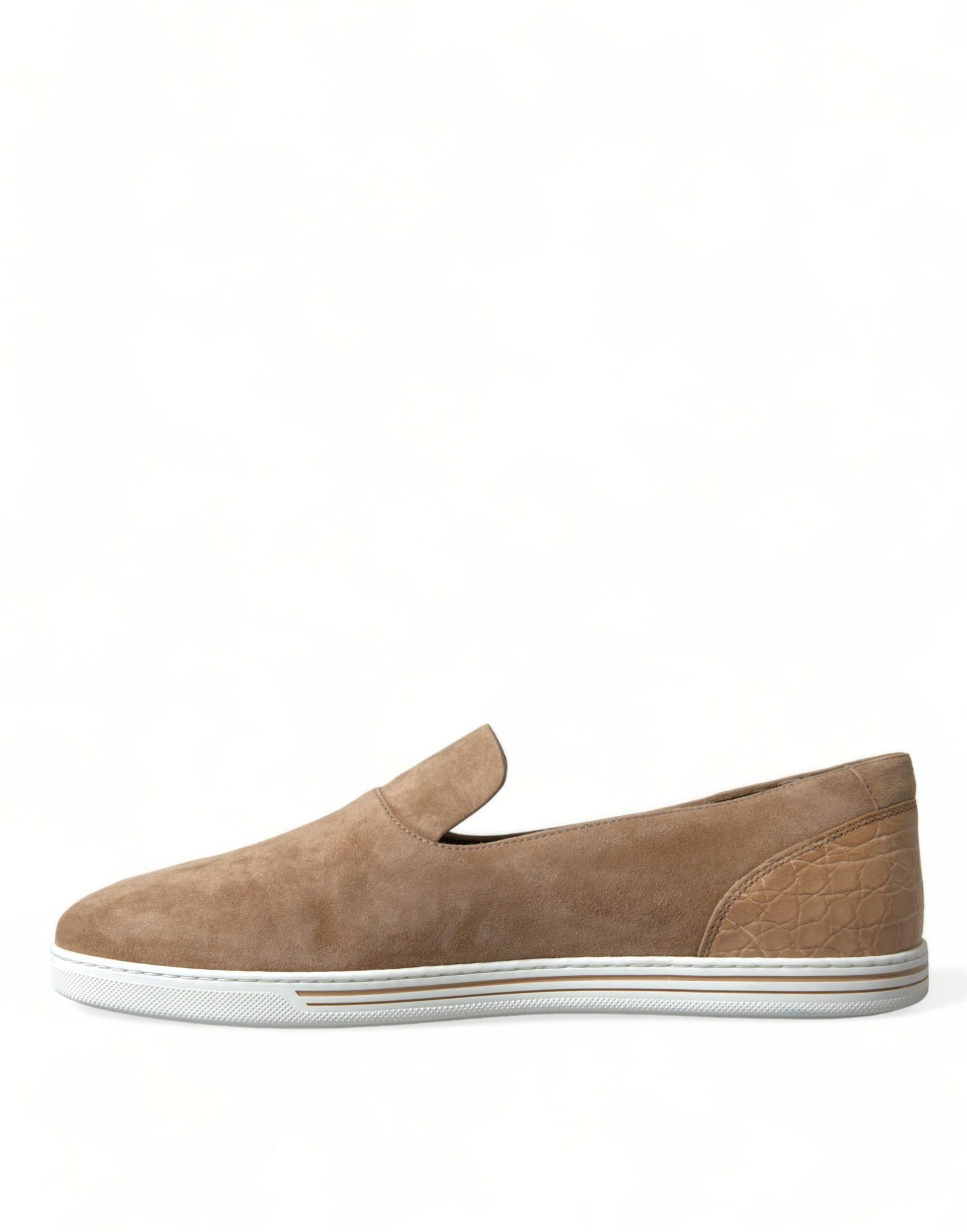 Dolce & Gabbana Beige Suede Caiman Men Loafers Slippers Shoes Curated Luxury Accessories by Orvyn