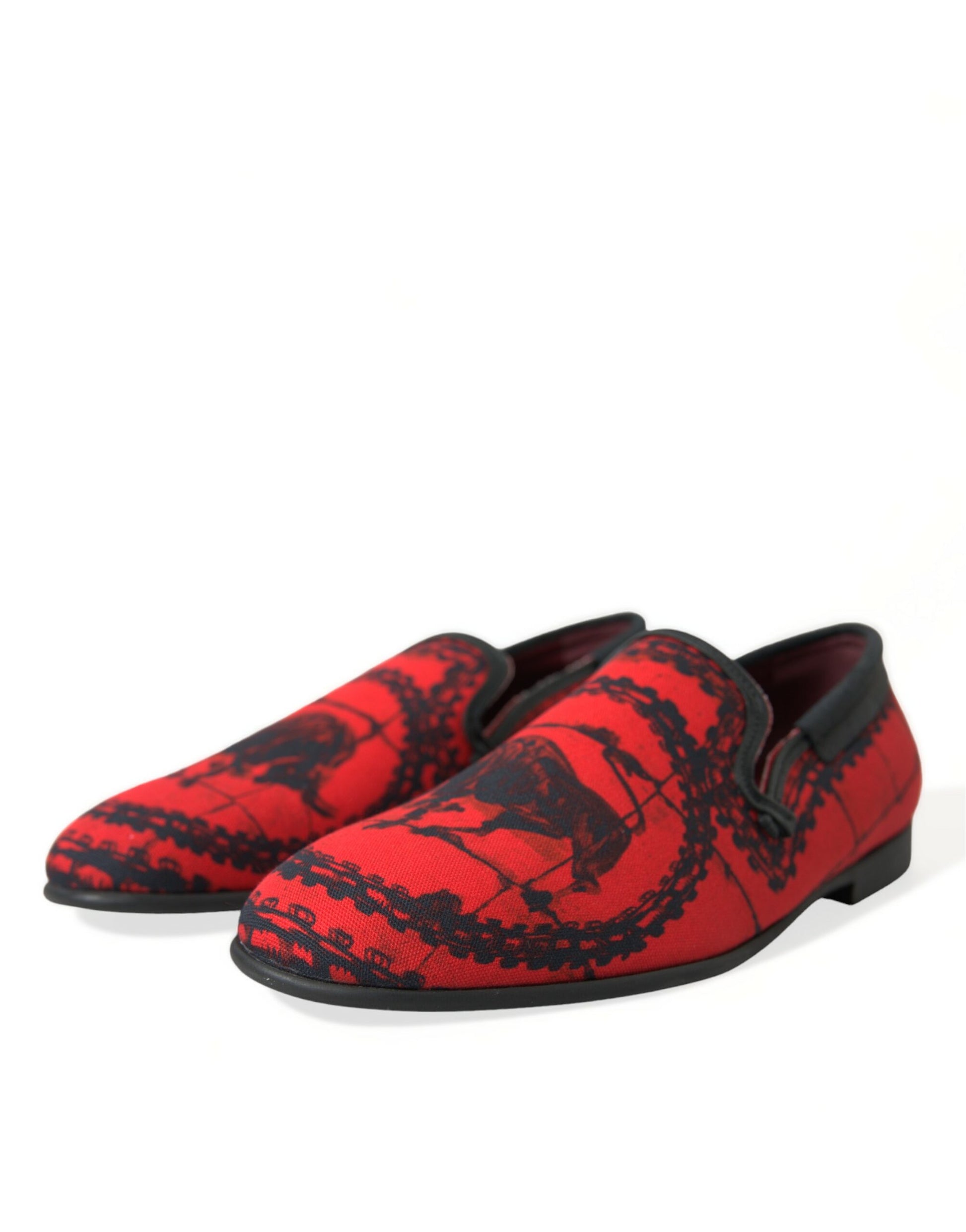 Dolce & Gabbana Red Black Torero Loafers Slippers Men Shoes Curated Luxury Accessories by Orvyn
