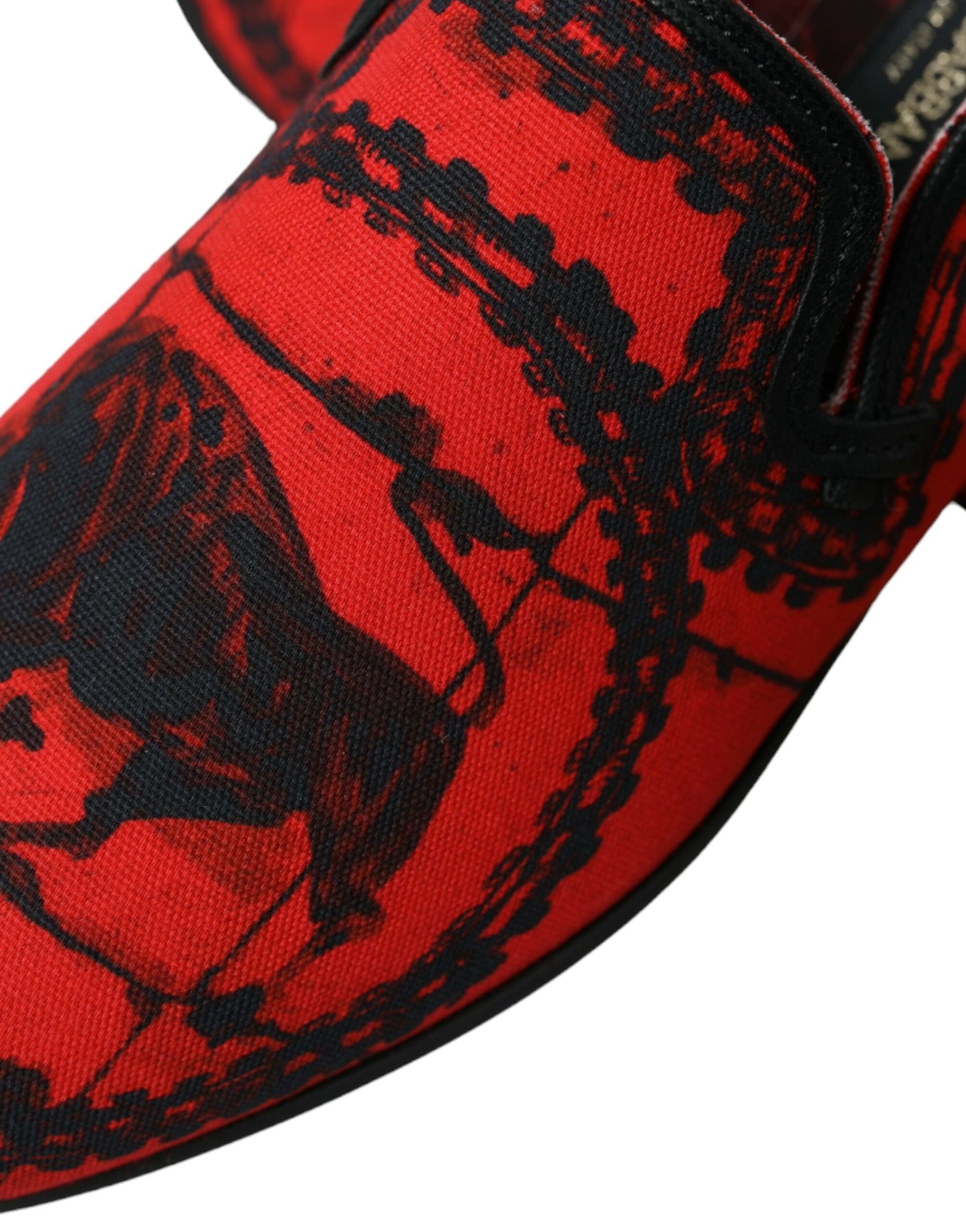 Dolce & Gabbana Red Black Torero Loafers Slippers Men Shoes Curated Luxury Accessories by Orvyn