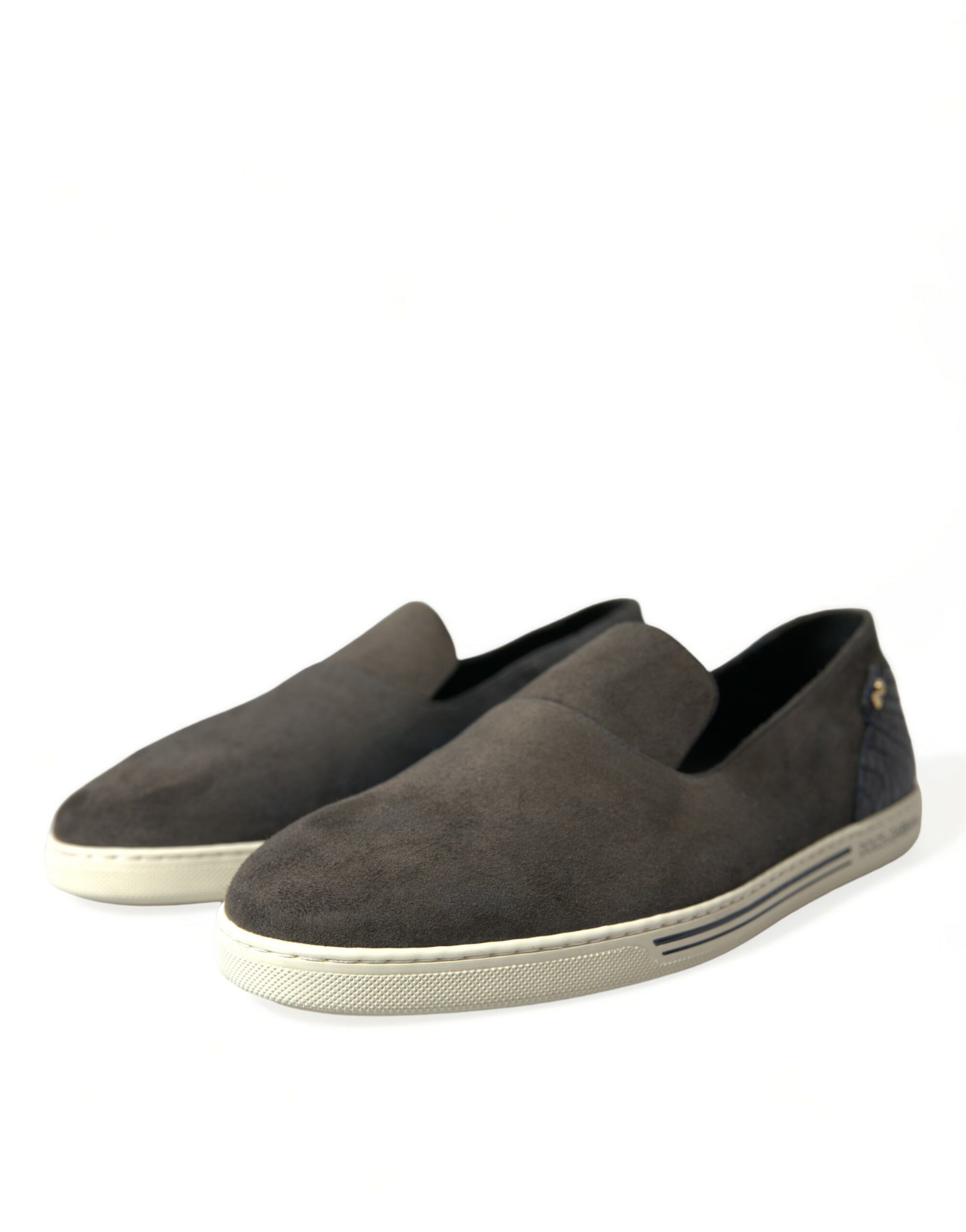 Dolce & Gabbana Blue Suede Caiman Men Loafers Slippers Shoes Curated Luxury Accessories by Orvyn
