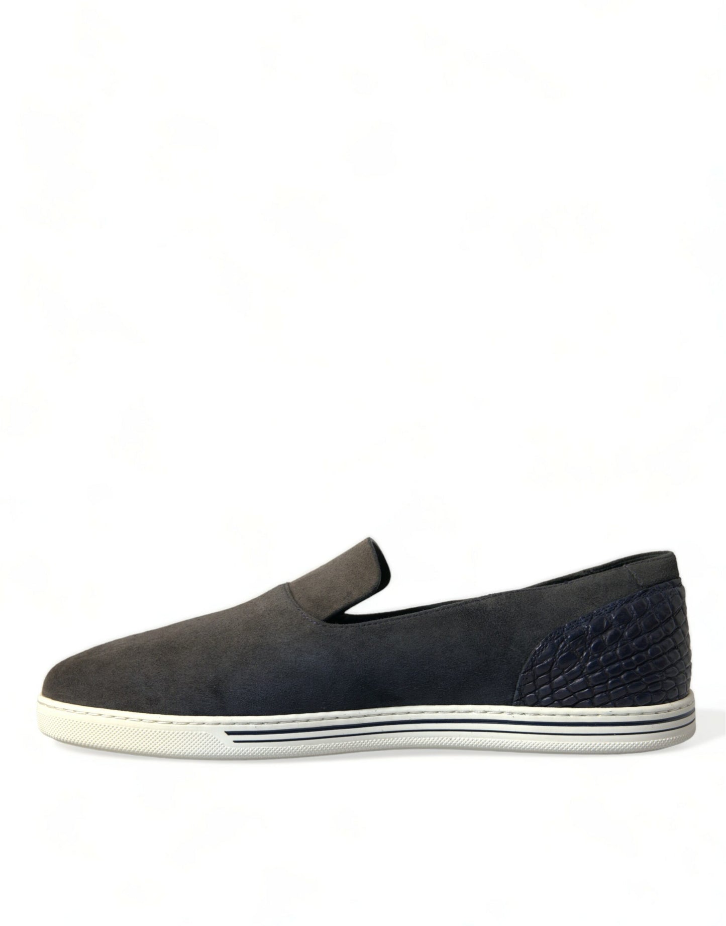 Dolce & Gabbana Blue Suede Caiman Men Loafers Slippers Shoes Curated Luxury Accessories by Orvyn