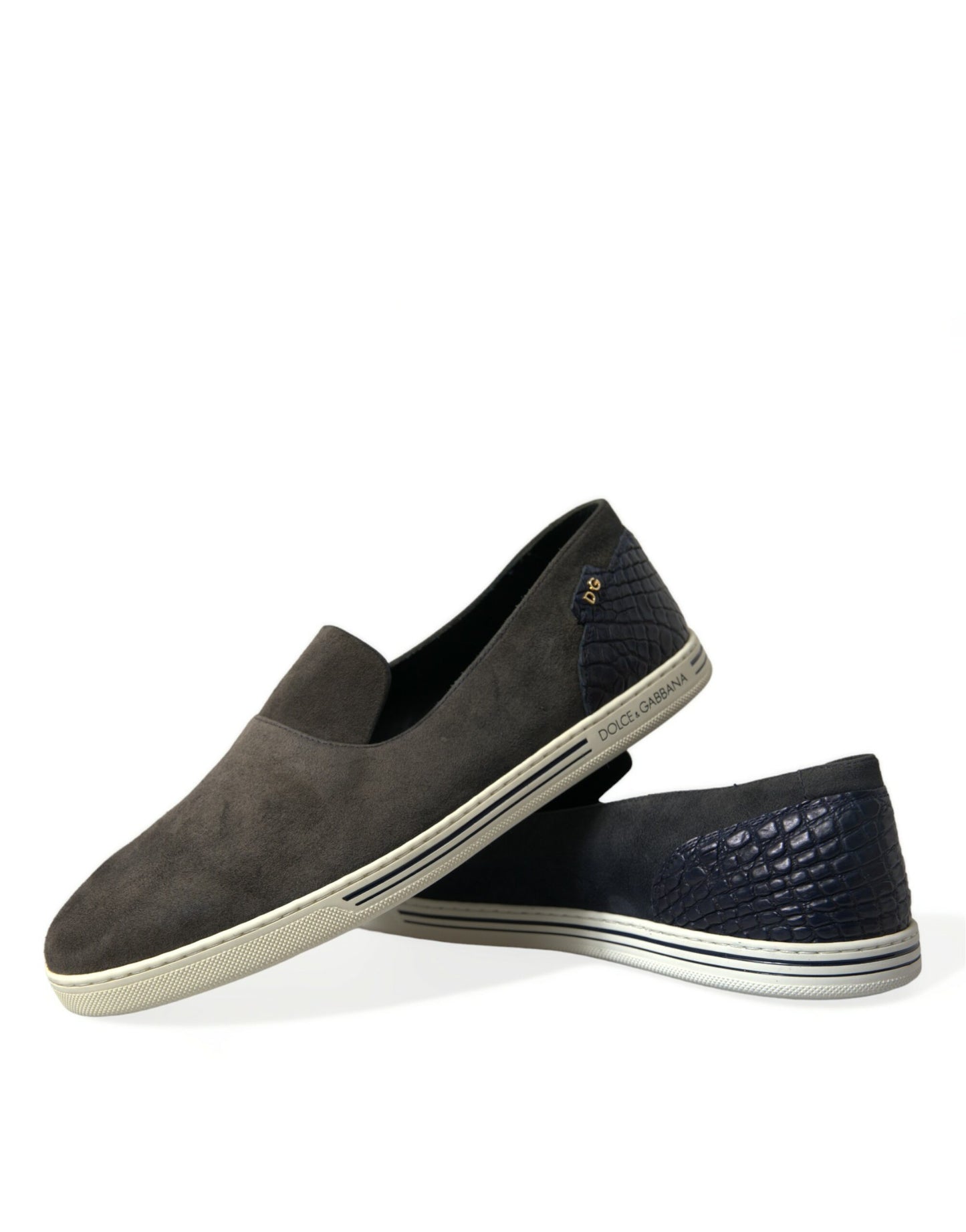 Dolce & Gabbana Blue Suede Caiman Men Loafers Slippers Shoes Curated Luxury Accessories by Orvyn