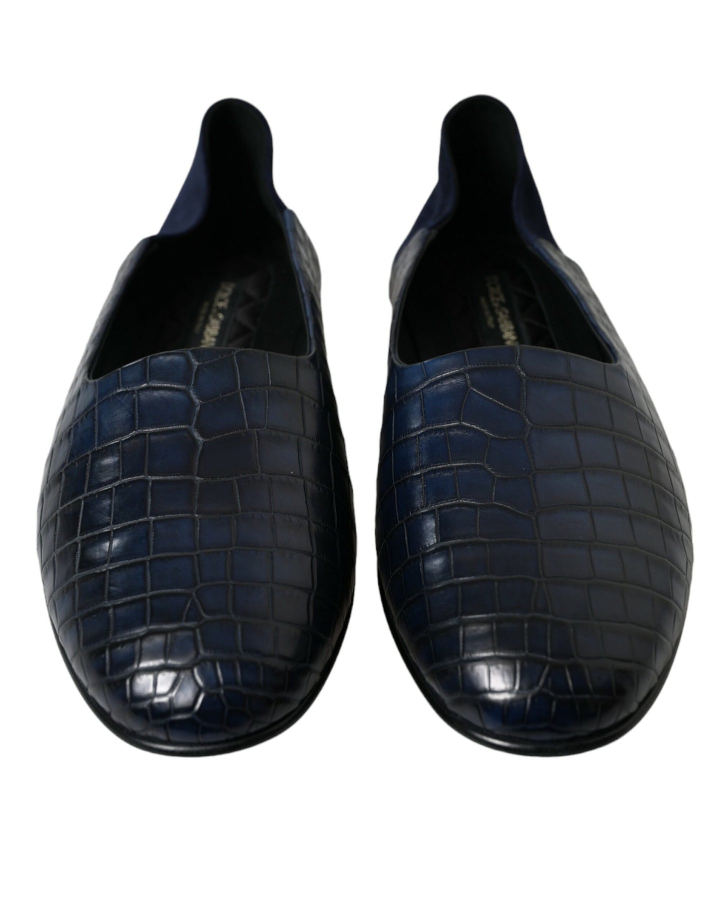 Dolce & Gabbana Blue Crocodile Leather Loafers Slip On Shoes Curated Luxury Accessories by Orvyn