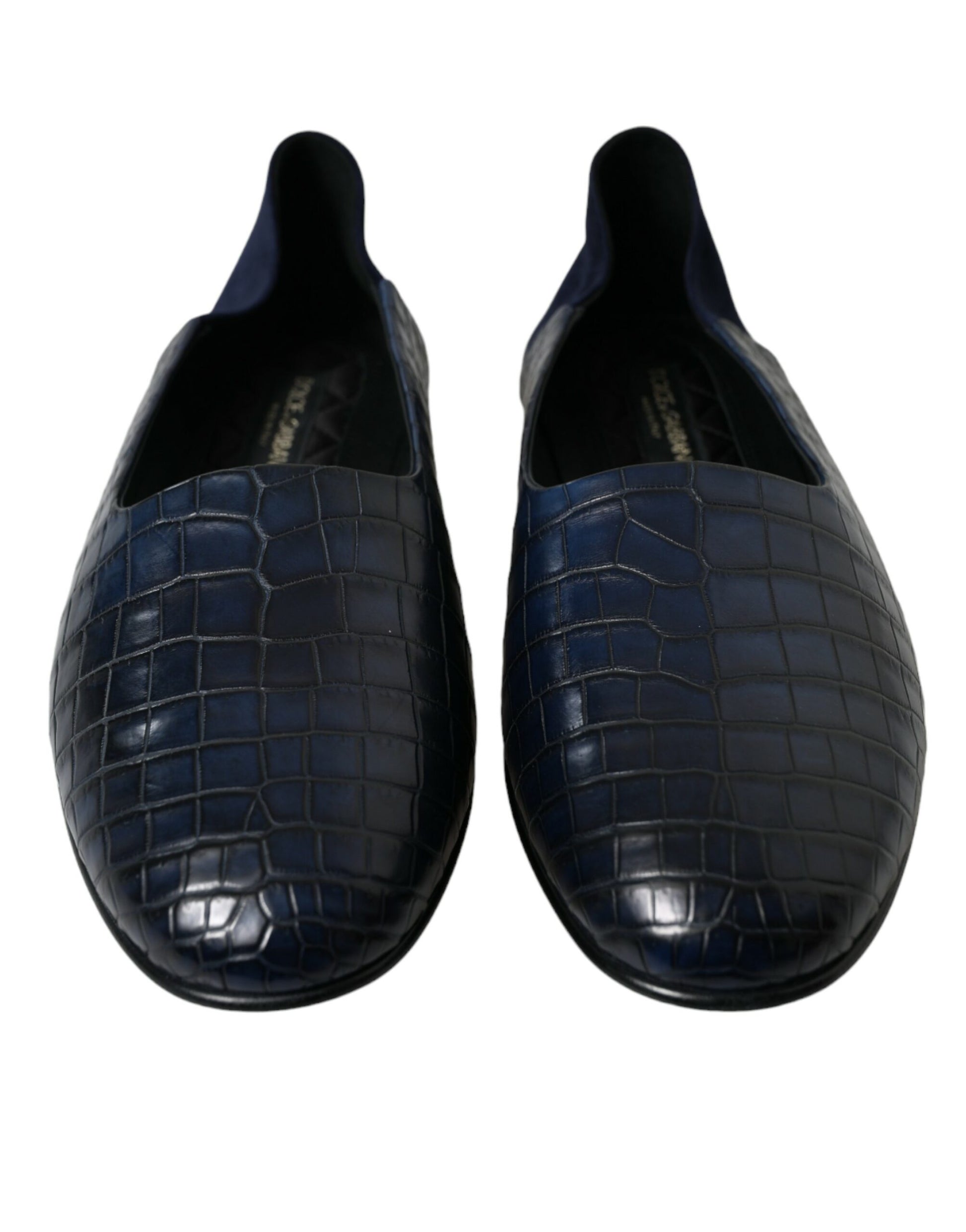 Dolce & Gabbana Blue Crocodile Leather Loafers Slip On Shoes Curated Luxury Accessories by Orvyn