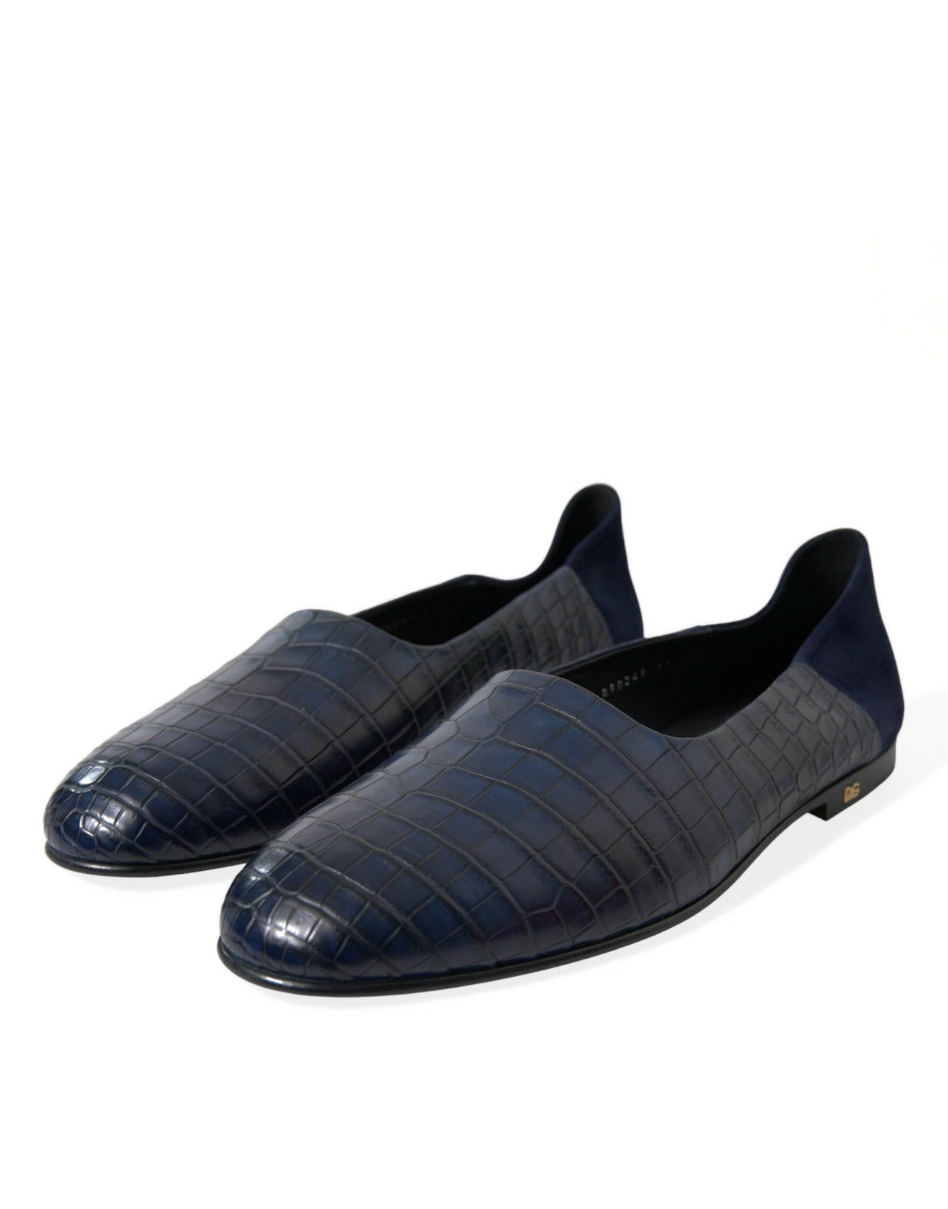 Dolce & Gabbana Blue Crocodile Leather Loafers Slip On Shoes Curated Luxury Accessories by Orvyn