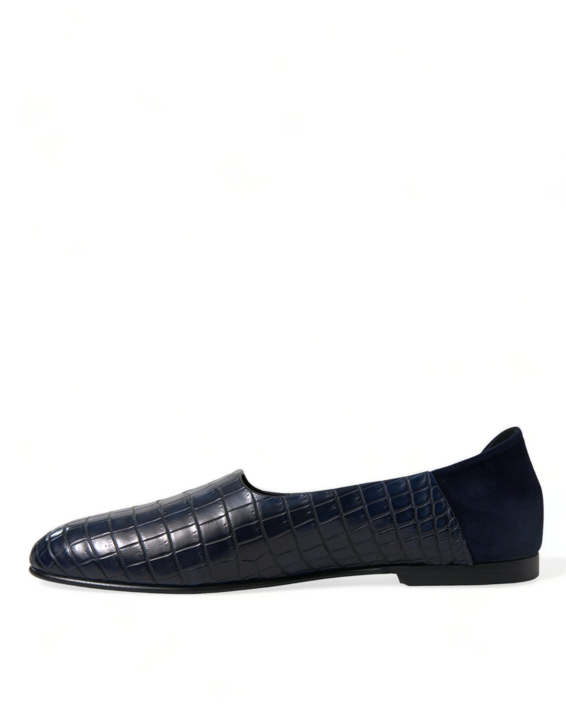 Dolce & Gabbana Blue Crocodile Leather Loafers Slip On Shoes Curated Luxury Accessories by Orvyn