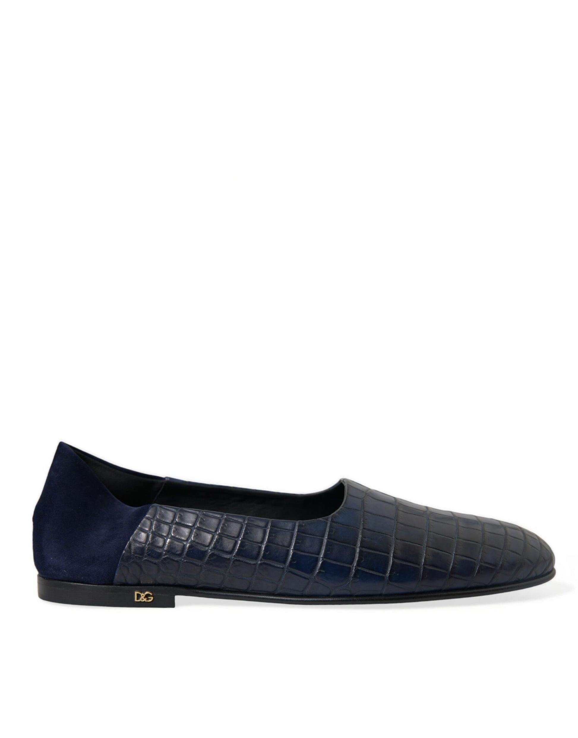 Dolce & Gabbana Blue Crocodile Leather Loafers Slip On Shoes Curated Luxury Accessories by Orvyn