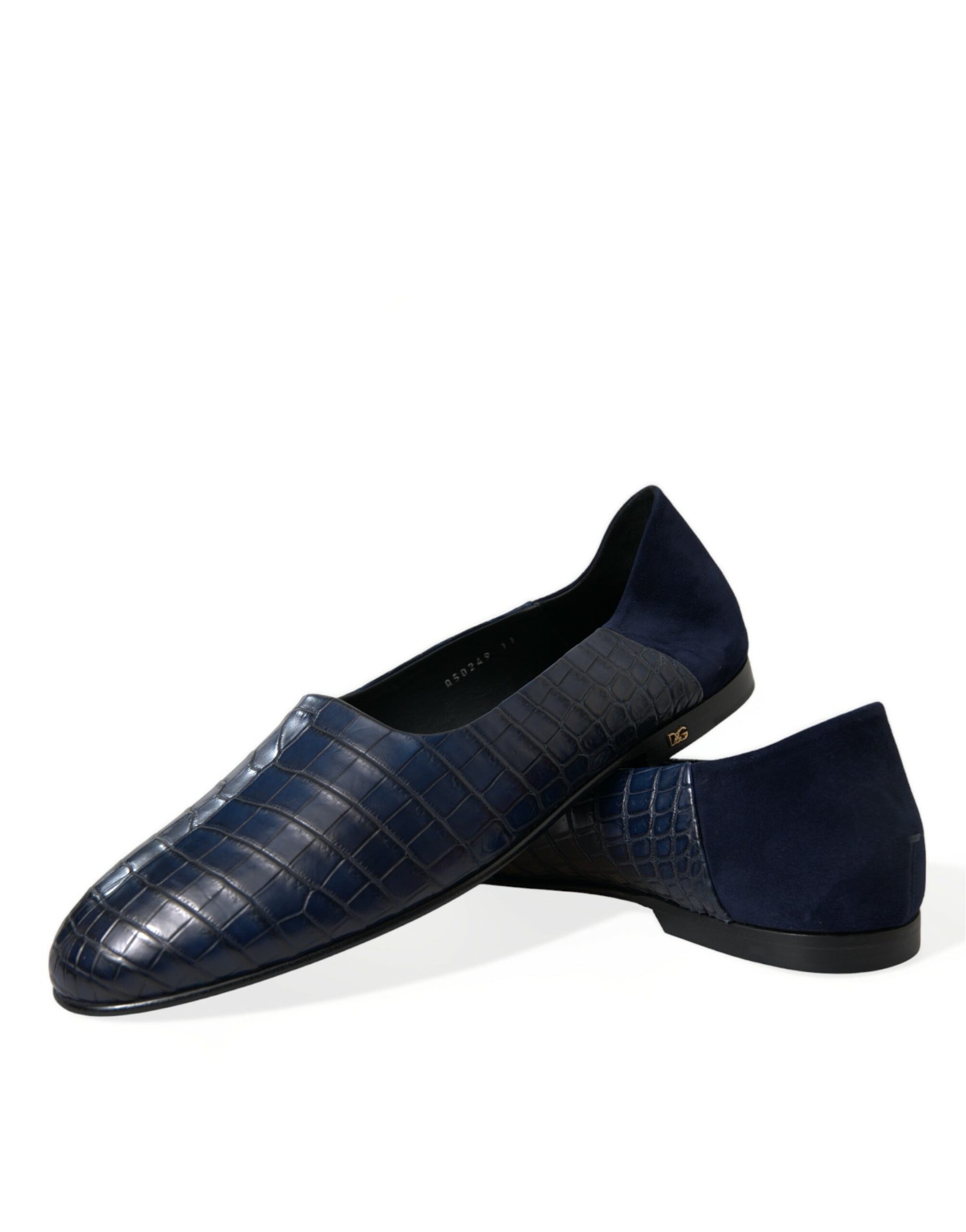 Dolce & Gabbana Blue Crocodile Leather Loafers Slip On Shoes Curated Luxury Accessories by Orvyn