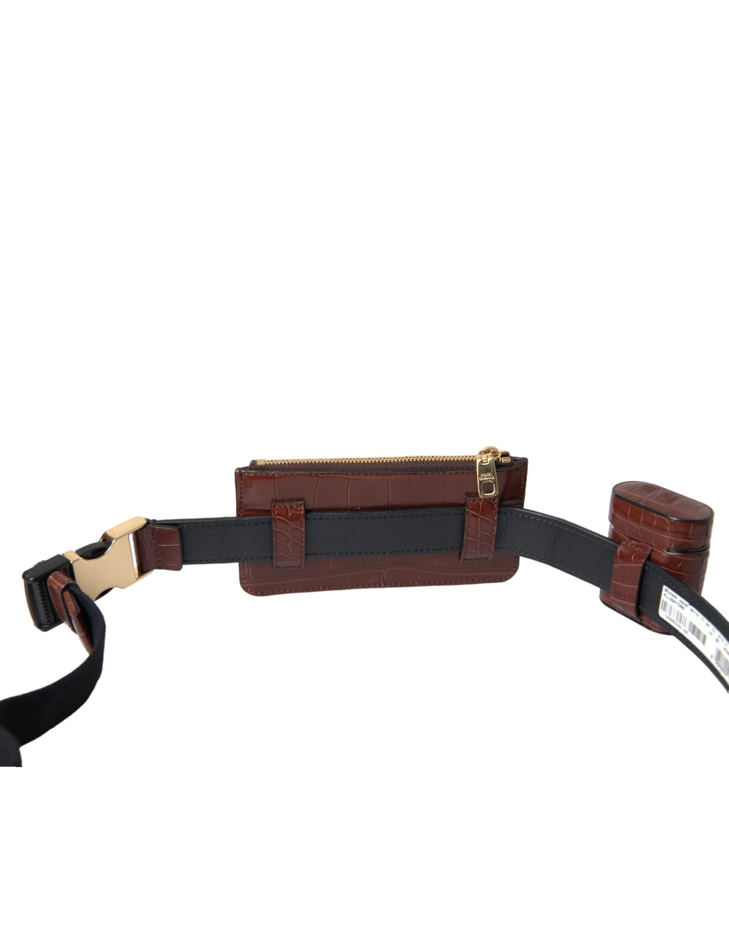 Dolce & Gabbana Brown Alligator Leather Airpods Case Coin Purse Wallet Curated Luxury Accessories by Orvyn