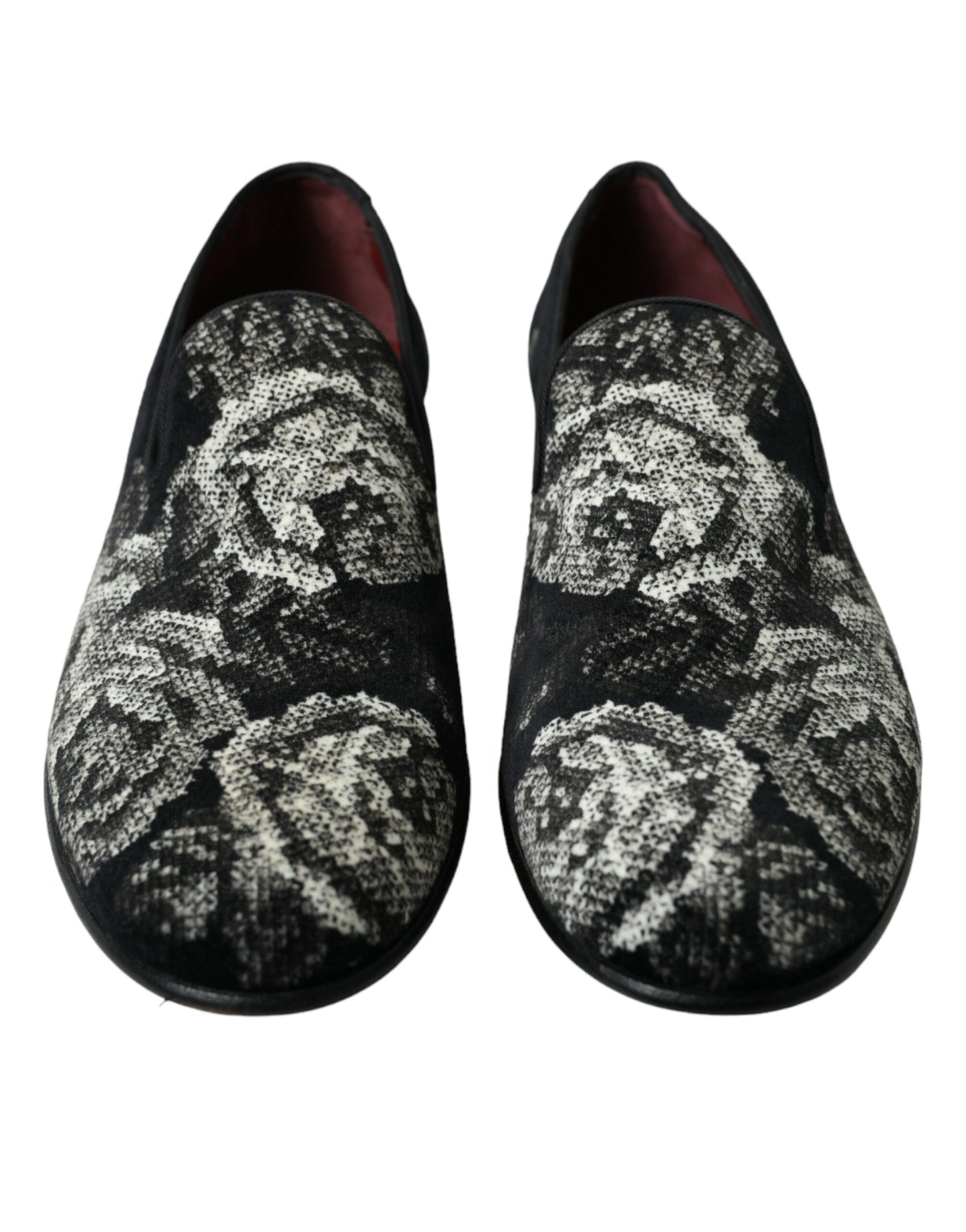 Dolce & Gabbana Black Floral Slippers Men Loafers Dress Shoes Curated Luxury Accessories by Orvyn