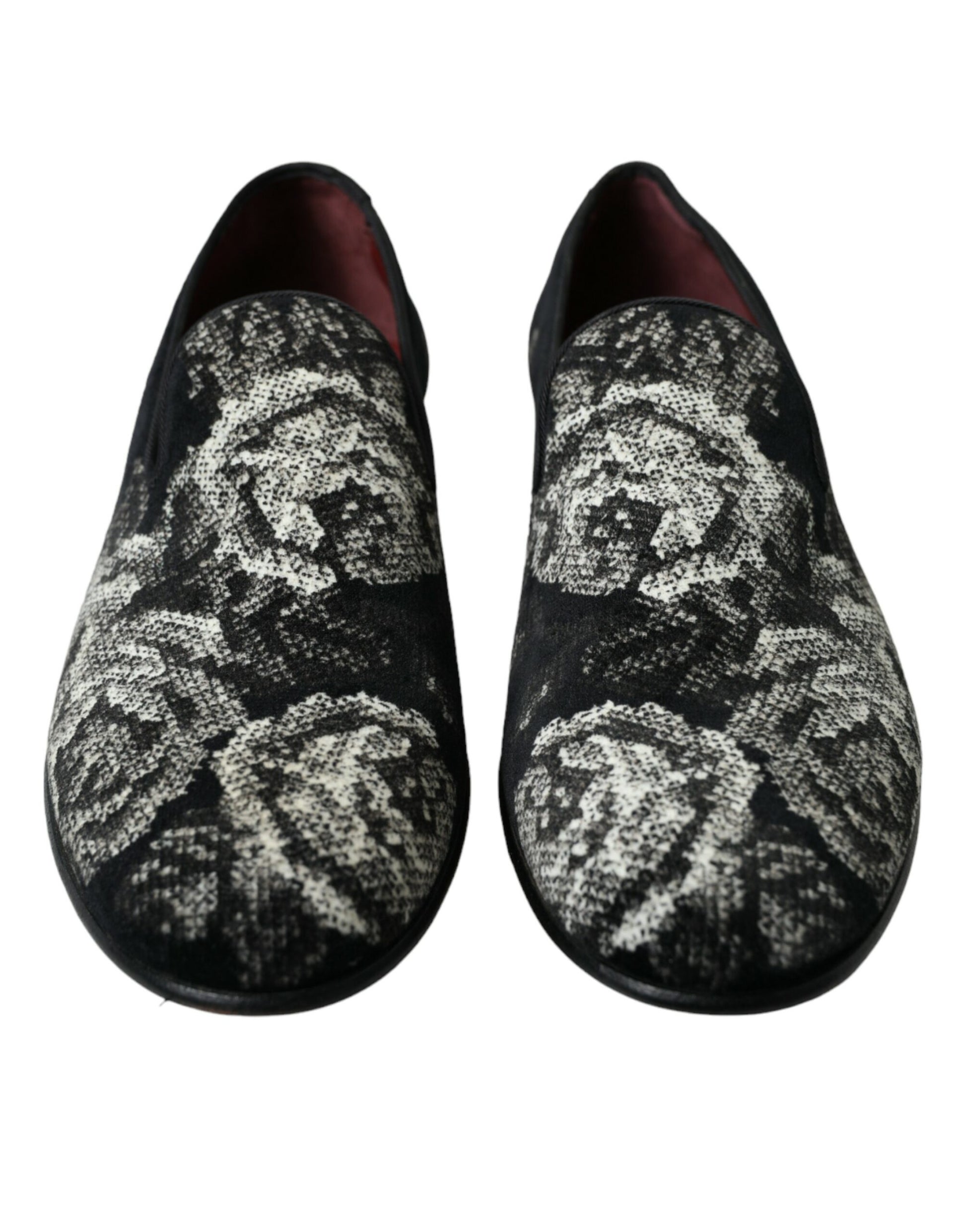 Dolce & Gabbana Black Floral Slippers Men Loafers Dress Shoes Curated Luxury Accessories by Orvyn