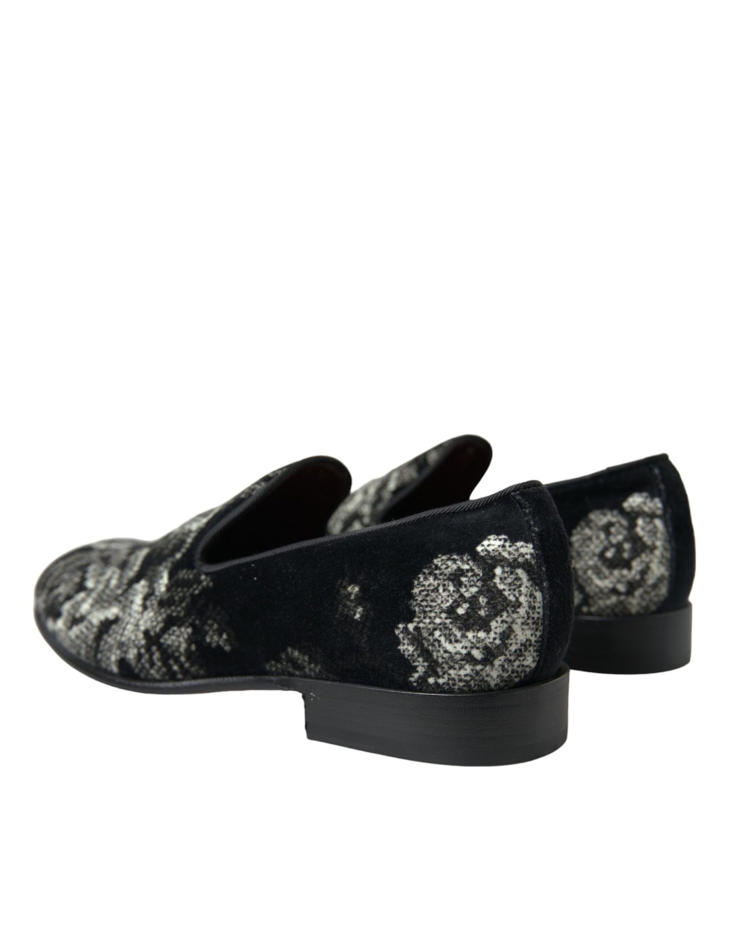 Dolce & Gabbana Black Floral Slippers Men Loafers Dress Shoes Curated Luxury Accessories by Orvyn