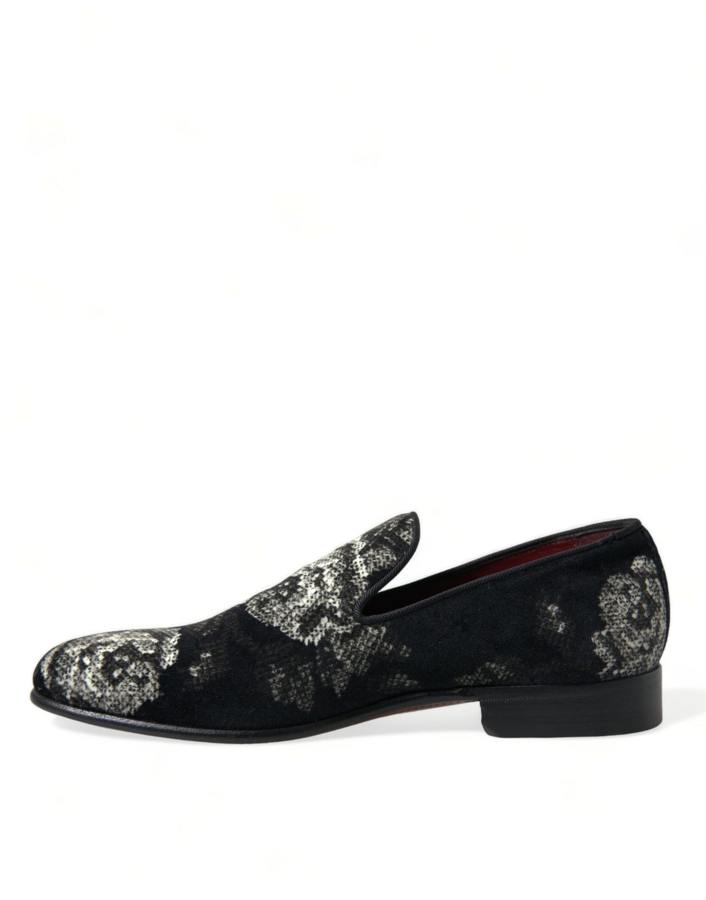 Dolce & Gabbana Black Floral Slippers Men Loafers Dress Shoes Curated Luxury Accessories by Orvyn